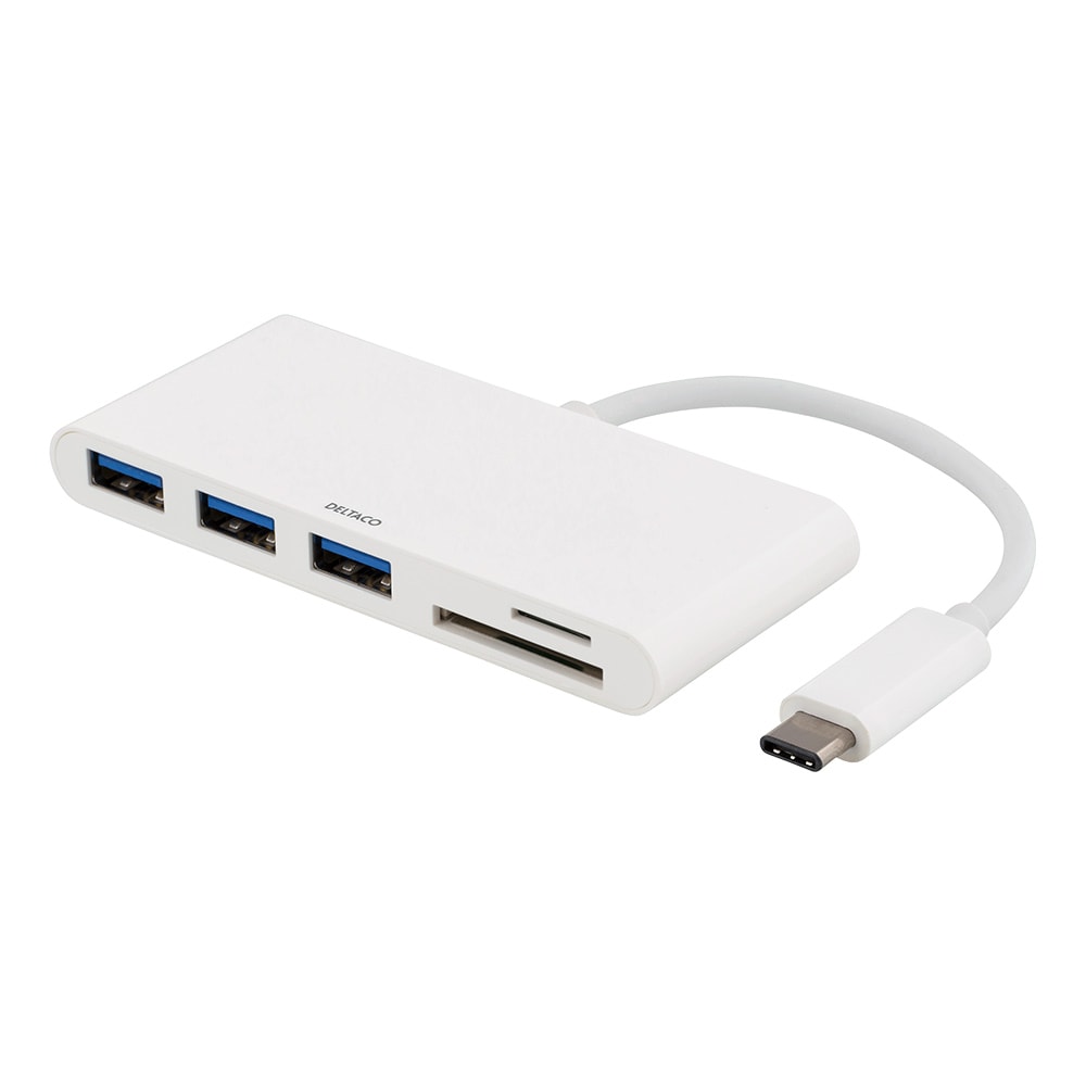 Deltaco USB-Hubb USB Typ C till 3XUSB & Minneskortläsare