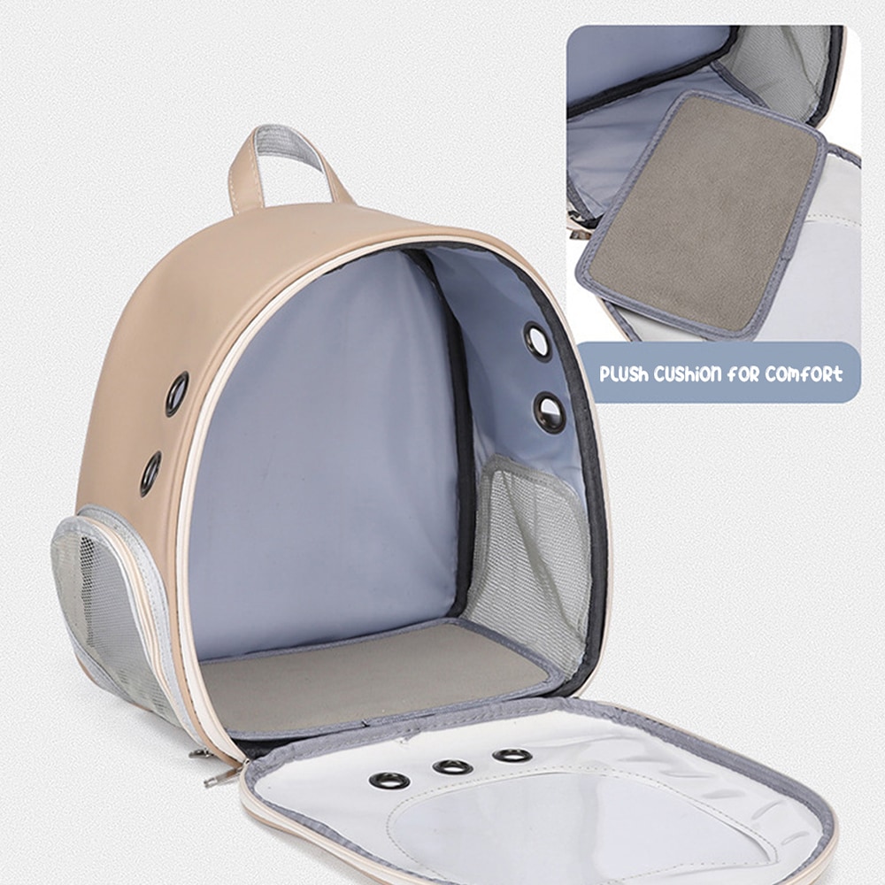 Kattryggsäck beige / transportväska för katt / ryggsäck för husdjur / kattväska med ventilation