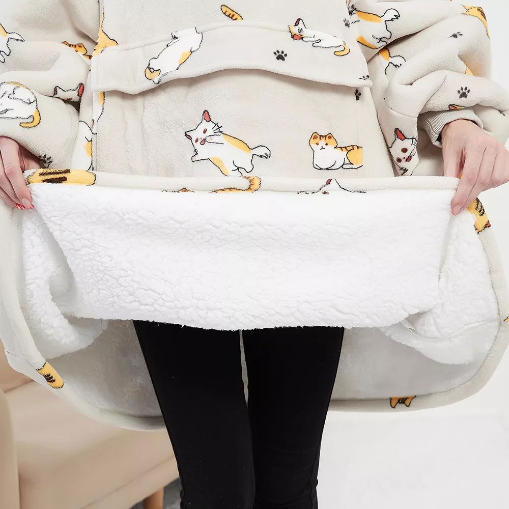 Generisch Oversized sweatshirt met capuchon met zak aan de voorkant en draagtas voor kleine en grote katten, Brons, XXL