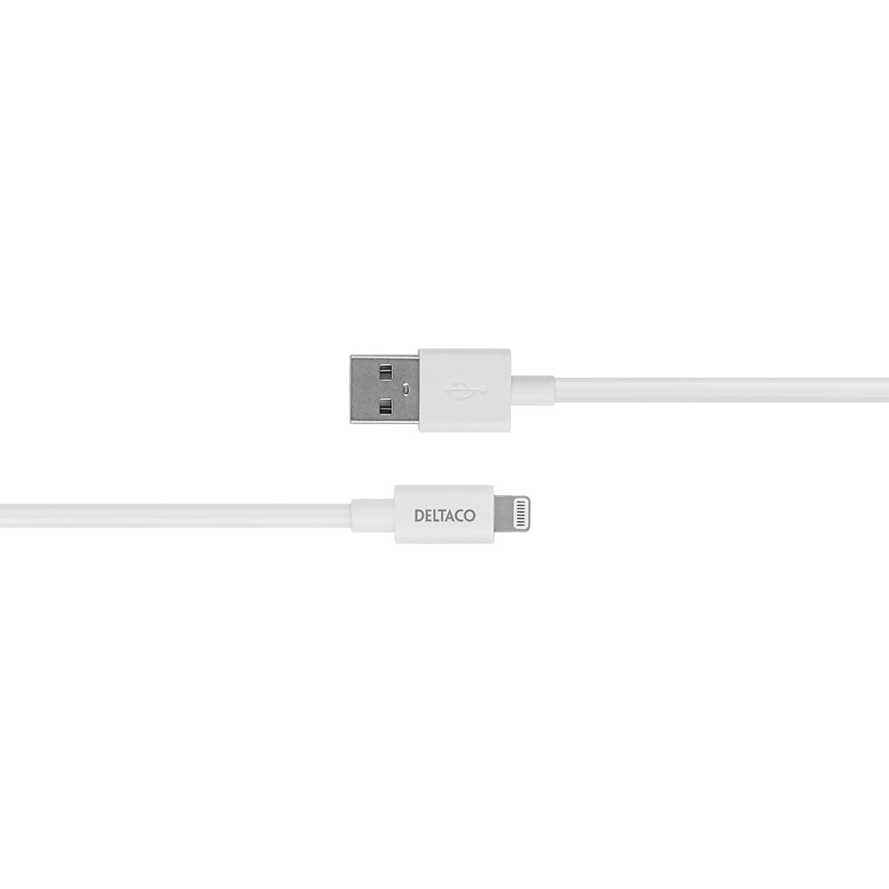 Deltaco USB till Lightning kabel/Iphone laddsladd MFi 3m Vit