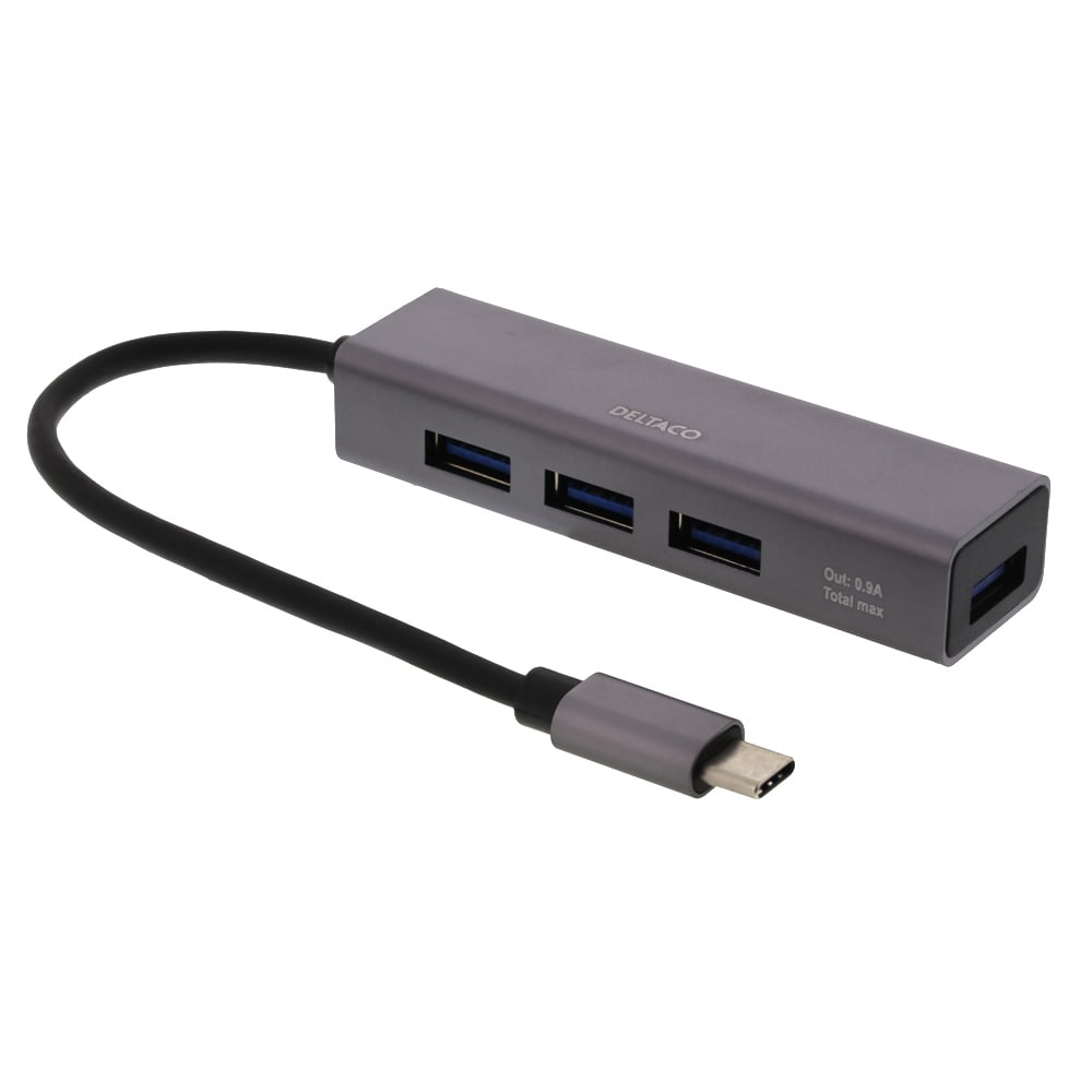 Deltaco USB C Hubb med 4 Portar