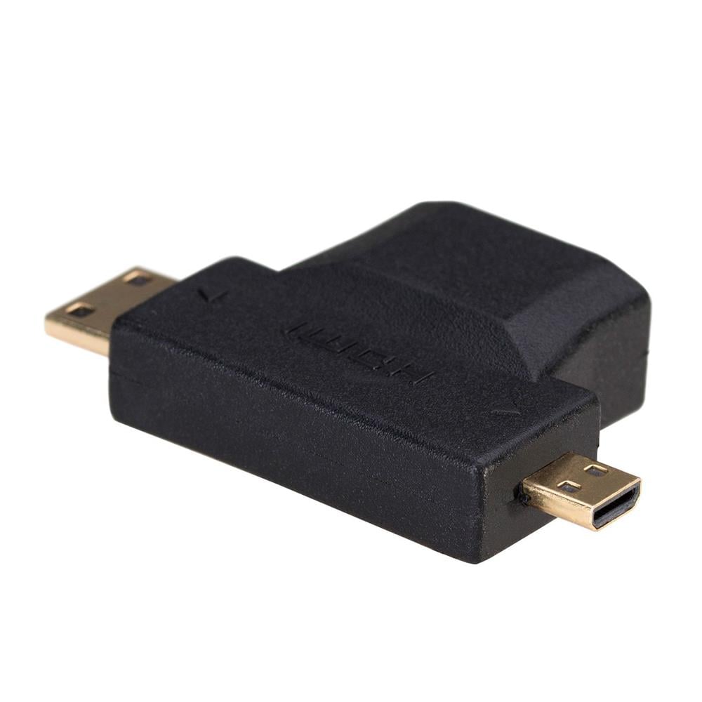 Akyga Adapter HDMI-hona - Mini-HDMI-hane+Micro-HDMI-hane - Svart