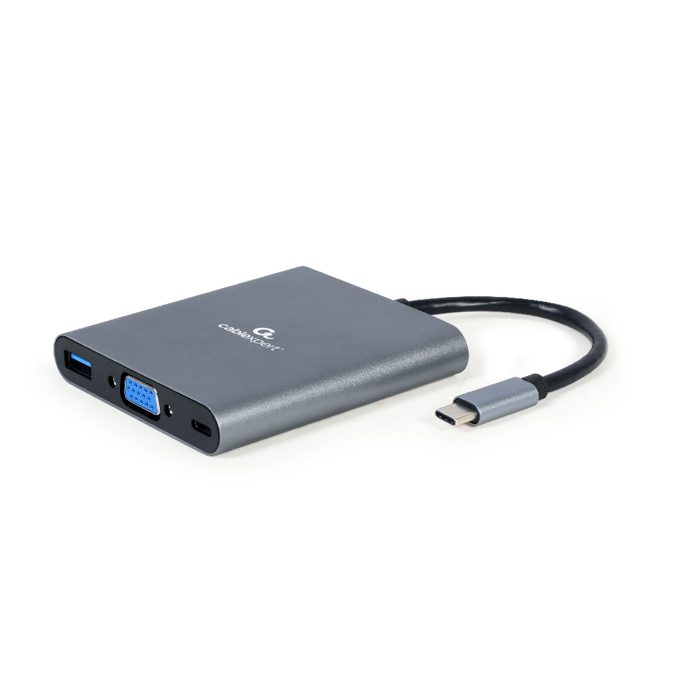 Cablexpert USB-C Dockningsstation 6-i-1 med USB, HDMI, VGA, Micro-SD/SD, PD, 3.5mm