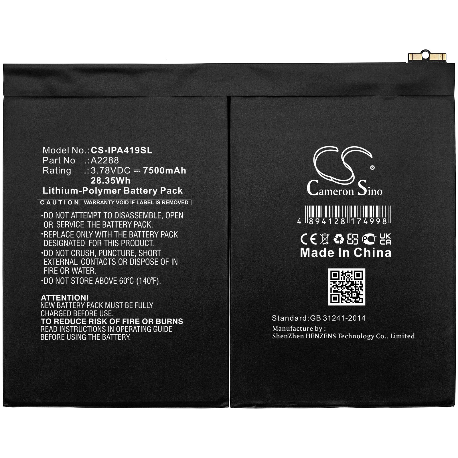 Batteri till Tablett för Apple iPad Air 4, iPad Air 4 10.9" 2020, A2324 m.fl.