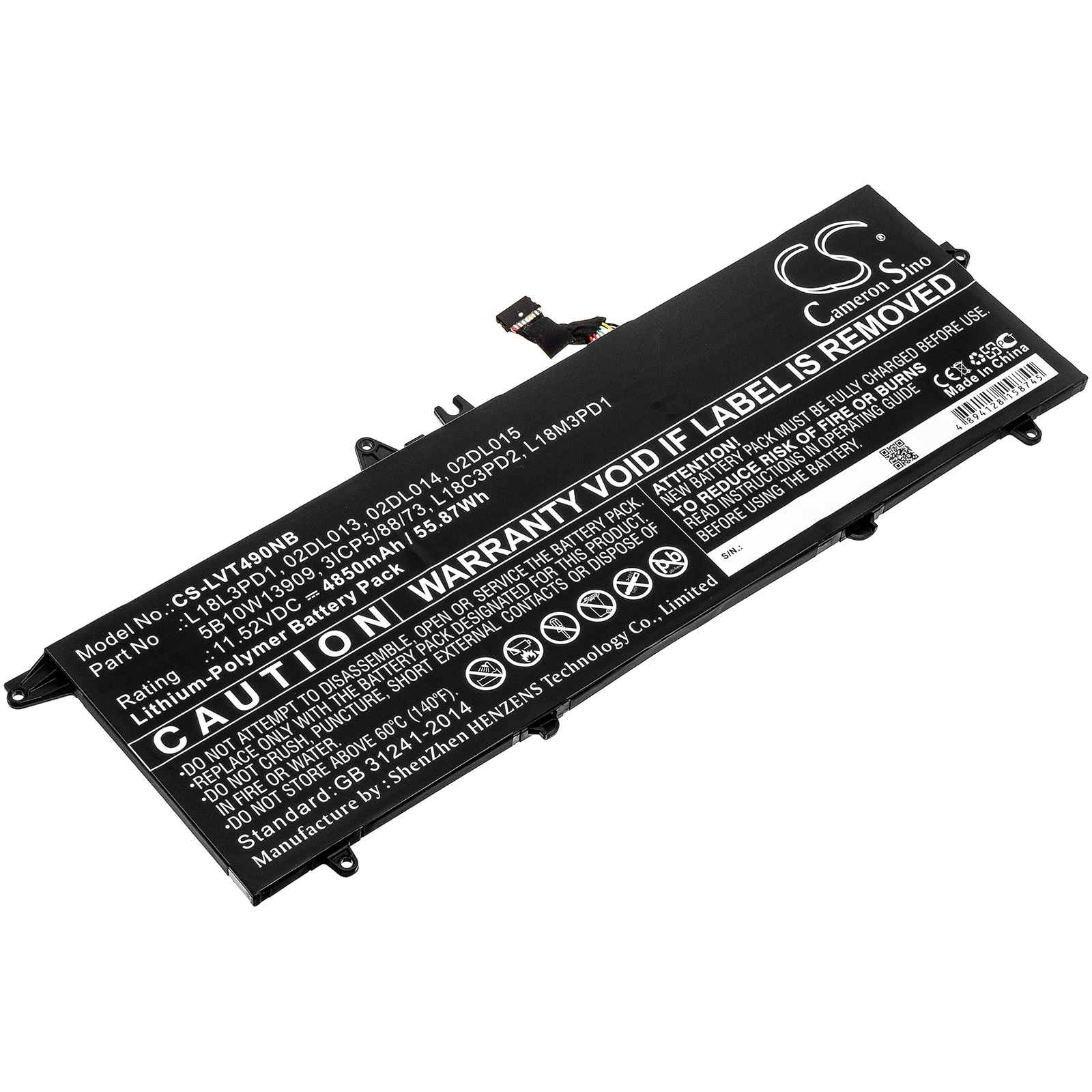 Batteri till Notebook, Bärbar dator för Lenovo ThinkPad T490s(20NX0015CD) m.fl.