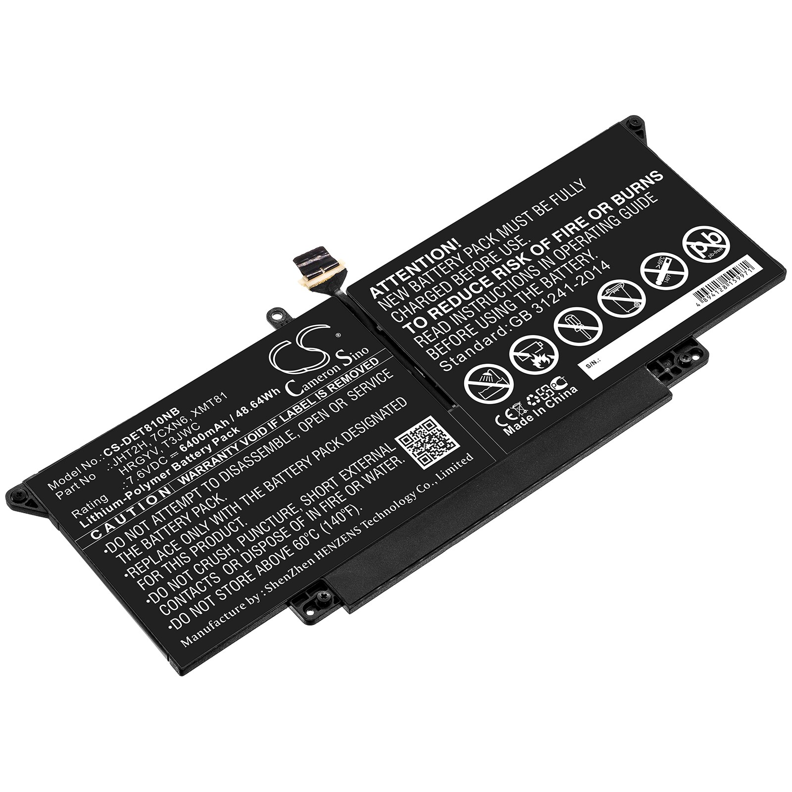 Batteri till Notebook, Bärbar dator för DELL Latitude 7410 2-in-1, H0DN8+QQ2-01024 m.fl.