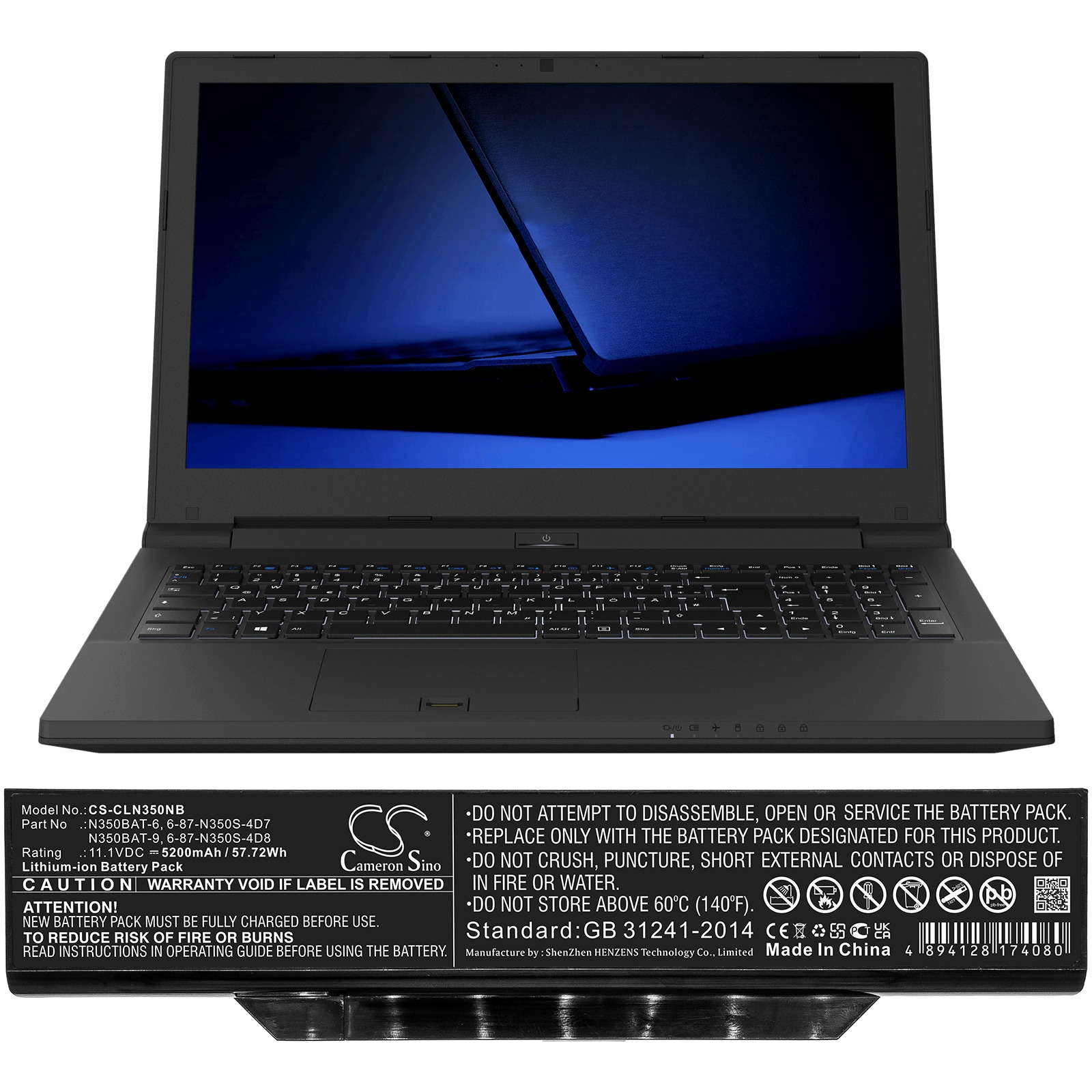 Batteri till Notebook, Bärbar dator för Clevo N350DV, N350DW, B519II(47781)(N350TW) m.fl.