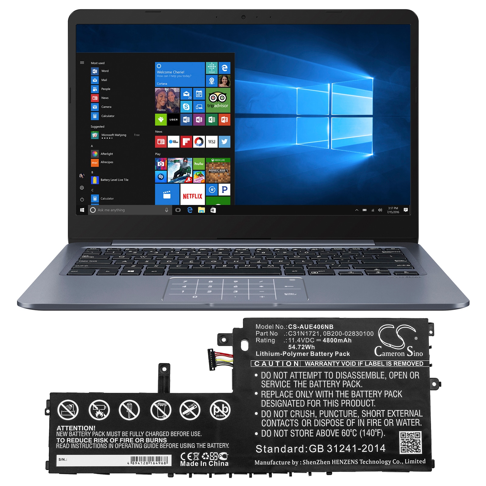 Batteri till Notebook, Bärbar dator för Asus E406MA-1C, E406MA-EB199TS m.fl.