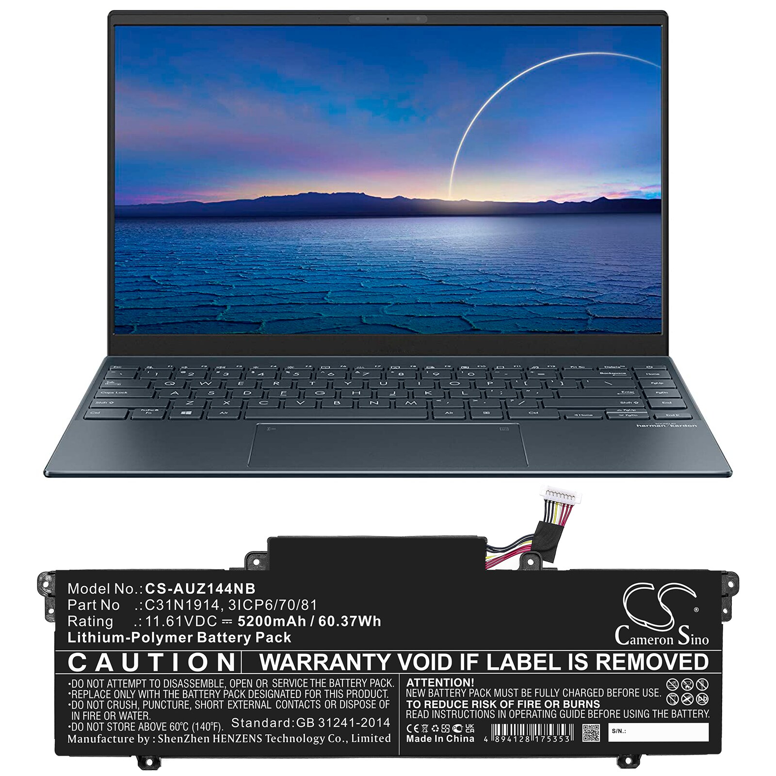 Batteri till Notebook, Bärbar dator för Asus Zenbook 14 UX435EG-AI084T m.fl.
