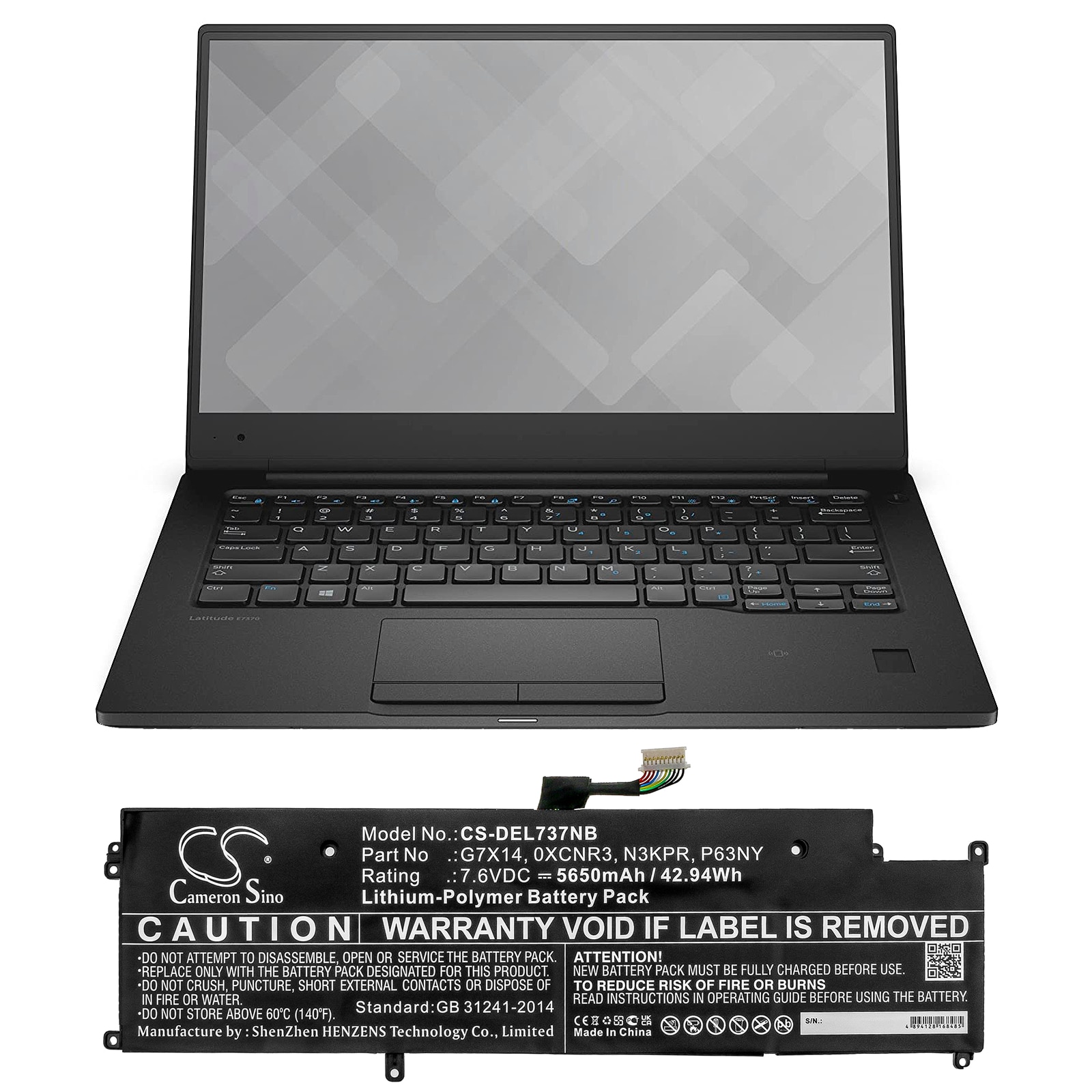 Batteri till Notebook, Bärbar dator för DELL Latitude E7370, Latitude 13 7370