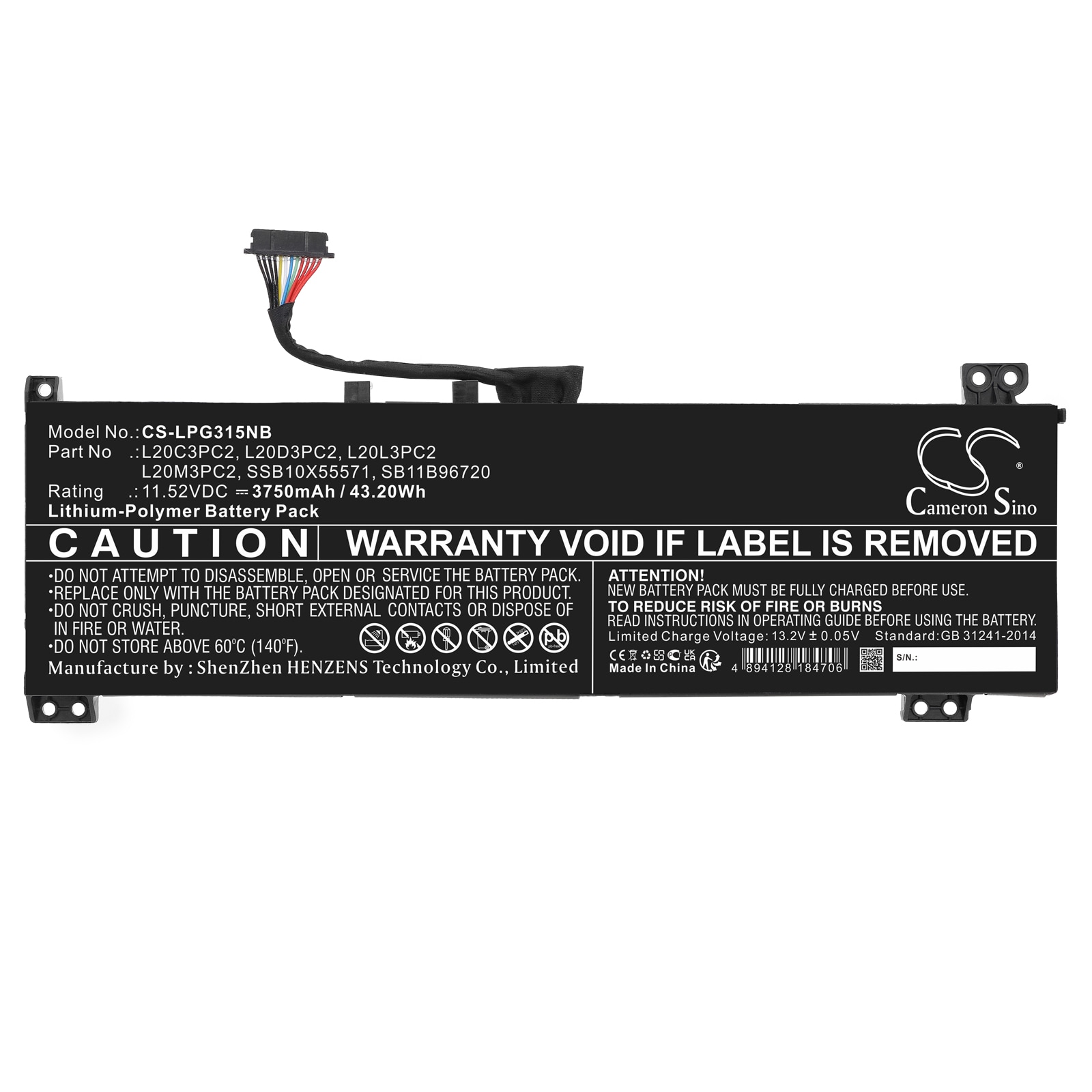 Batteri till Notebook, Bärbar dator för Lenovo IdeaPad Gaming 3 15ACH6 82K201EVMX m.fl.