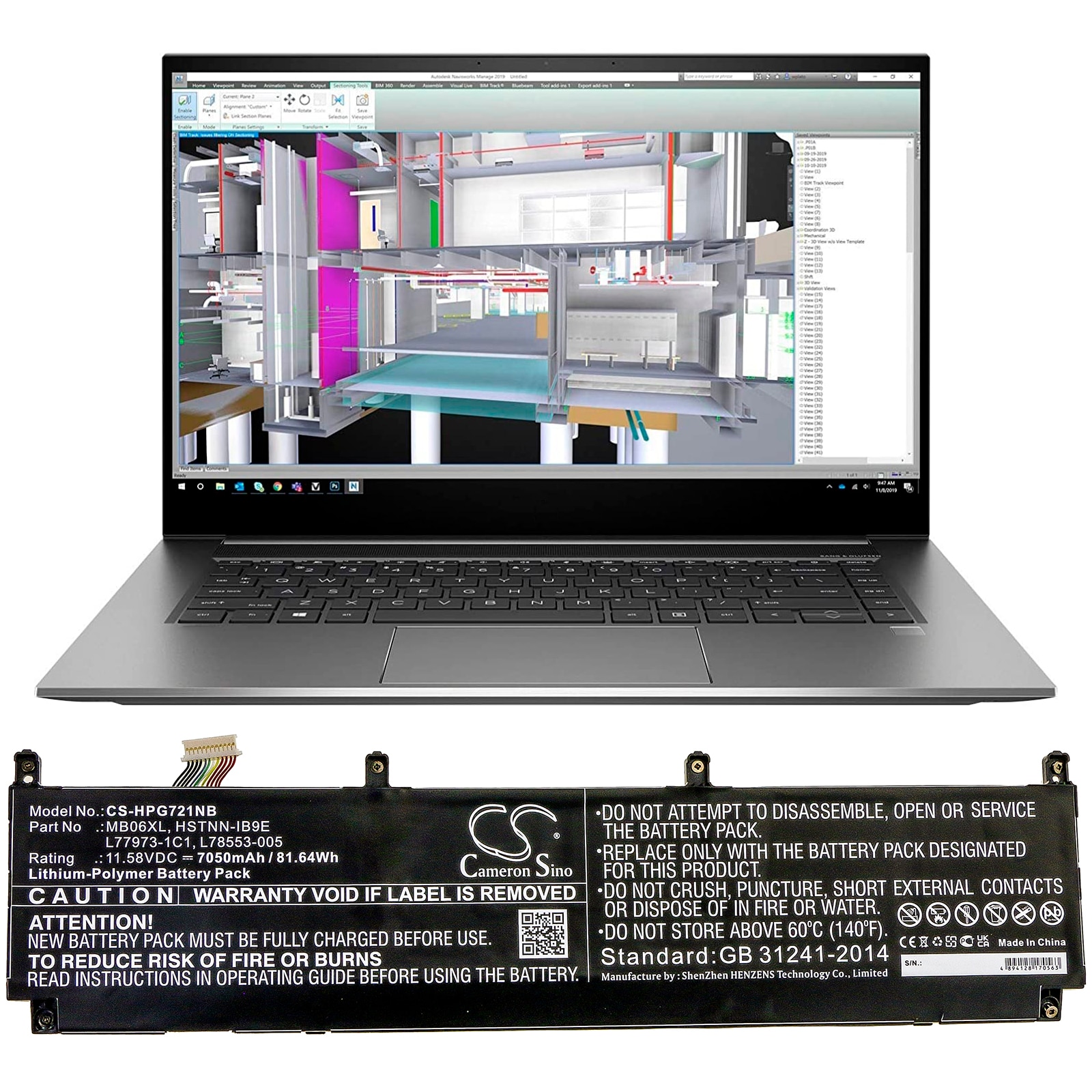 Batteri till Notebook, Bärbar dator för HP ZBook Studio G7 2J3H8PA m.fl.