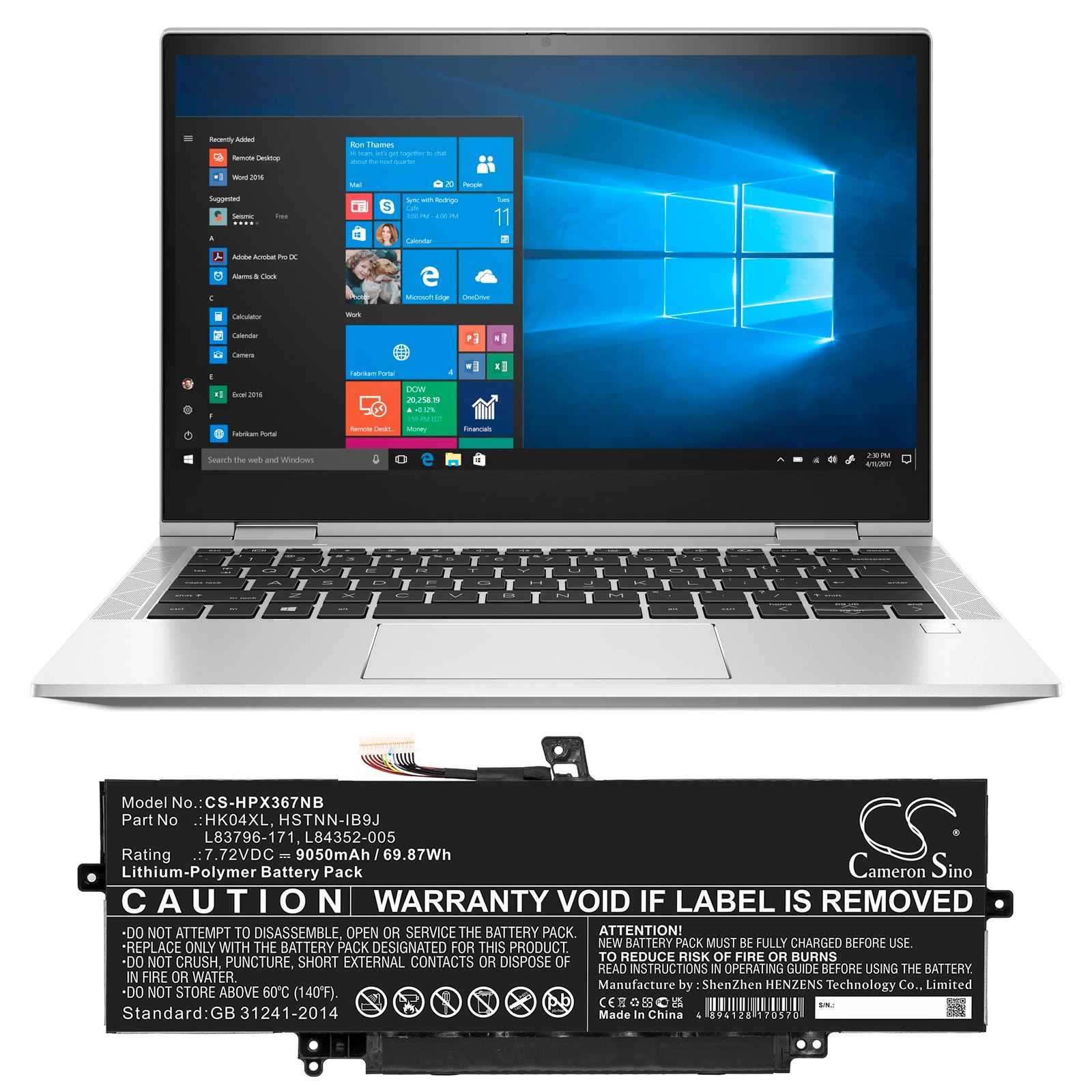 Batteri till Notebook, Bärbar dator för HP EliteBook X360 1040 G7 226Z2PA m.fl.