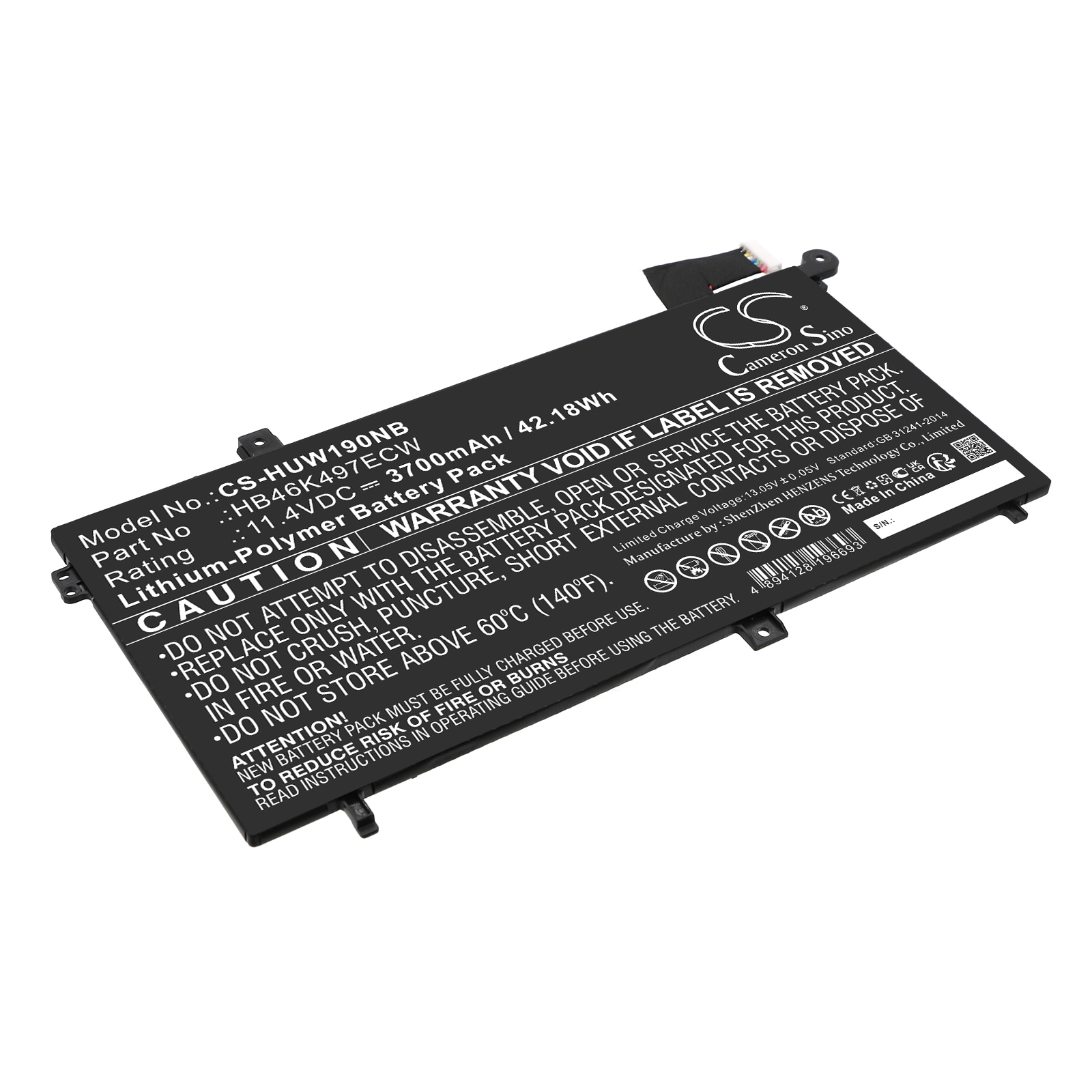 Batteri till Notebook, Bärbar dator för Huawei MateBook D 2018, MateBook D 53010BAJ m.fl.