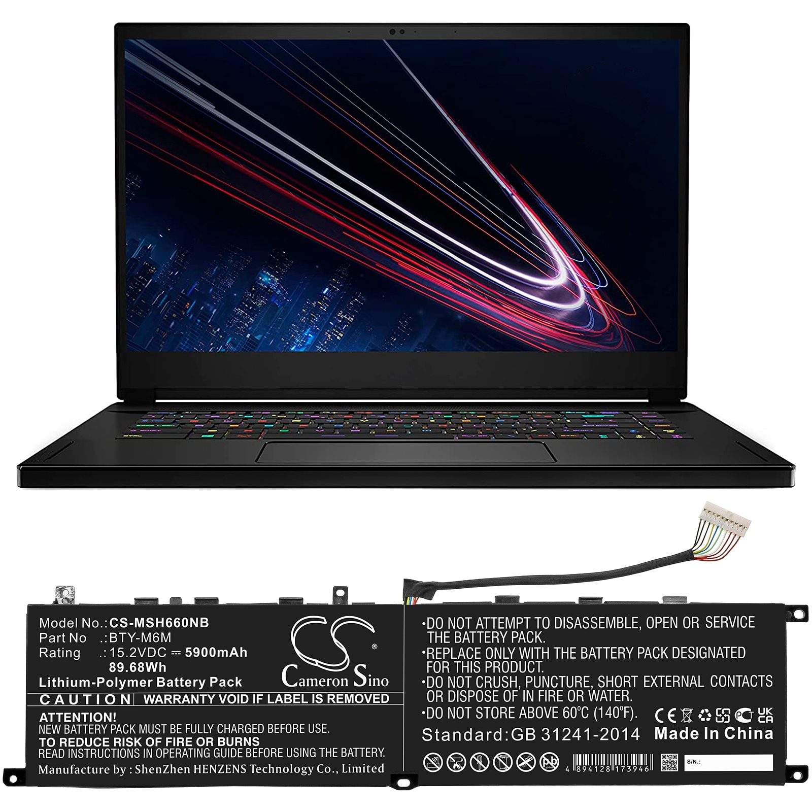 Batteri till Notebook, Bärbar dator för MSI Gs66 Stealth, Ge66 Raider m.fl.