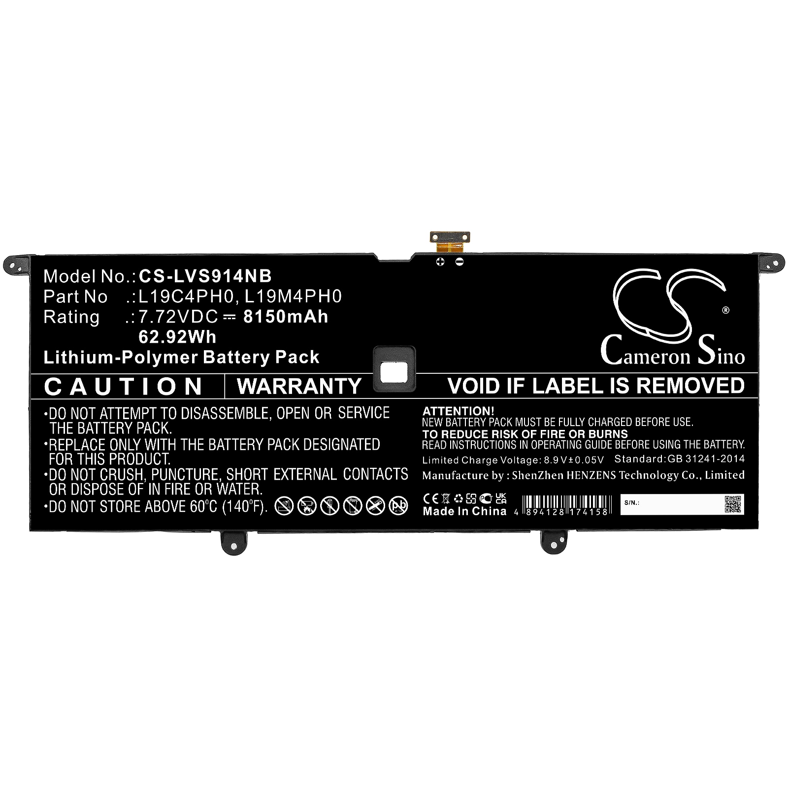 Batteri till Notebook, Bärbar dator för Lenovo Yoga Slim 9 14ITL5 82D1002VIV m.fl.