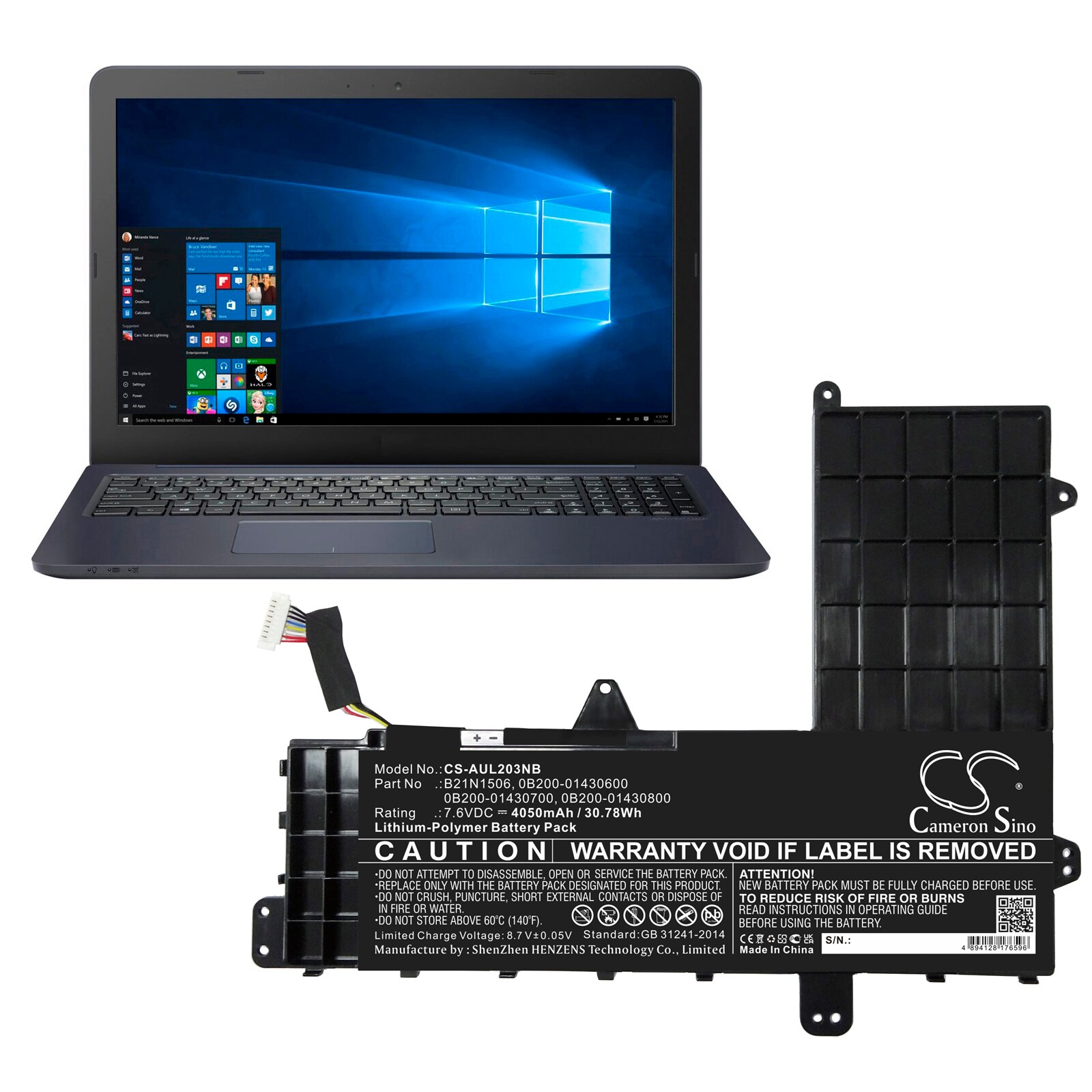 Batteri till Notebook, Bärbar dator för Asus E502SA-XO123T, E502SA-DM065 m.fl.