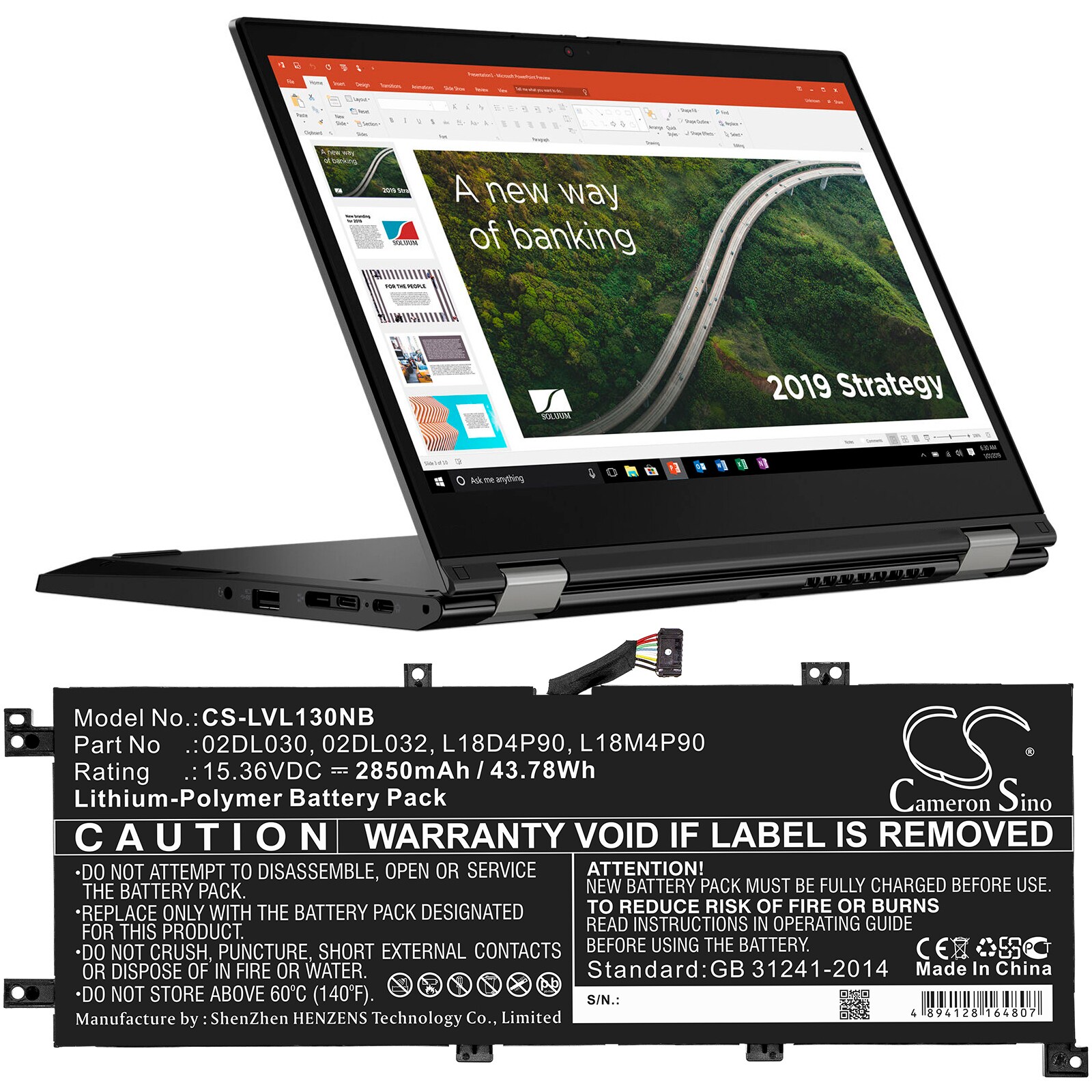 Batteri till Notebook, Bärbar dator för Lenovo ThinkPad L13-20R4S4L200 m.fl.
