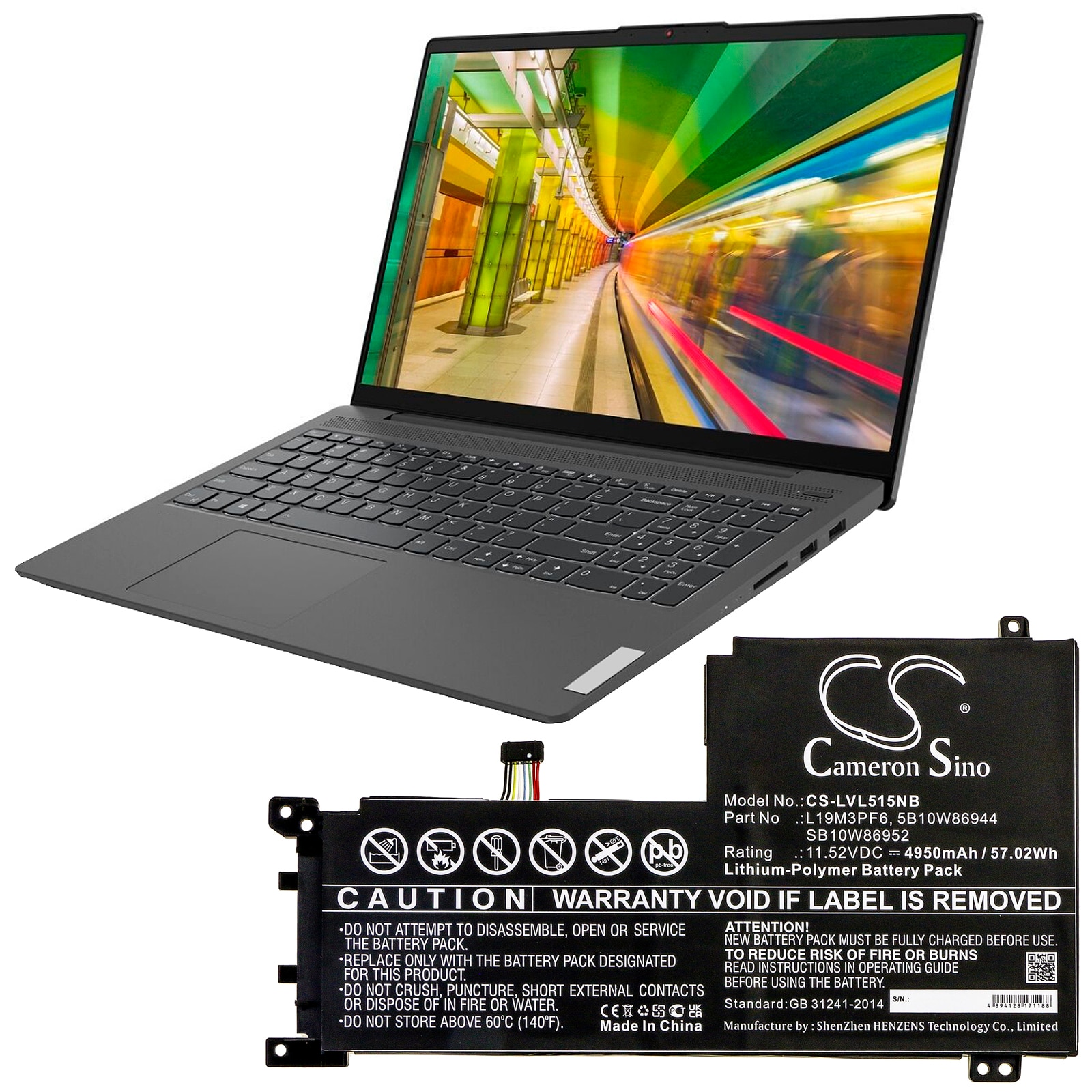 Batteri till Notebook, Bärbar dator för Lenovo IdeaPad 5-15IIL05 81YK003VMZ m.fl.