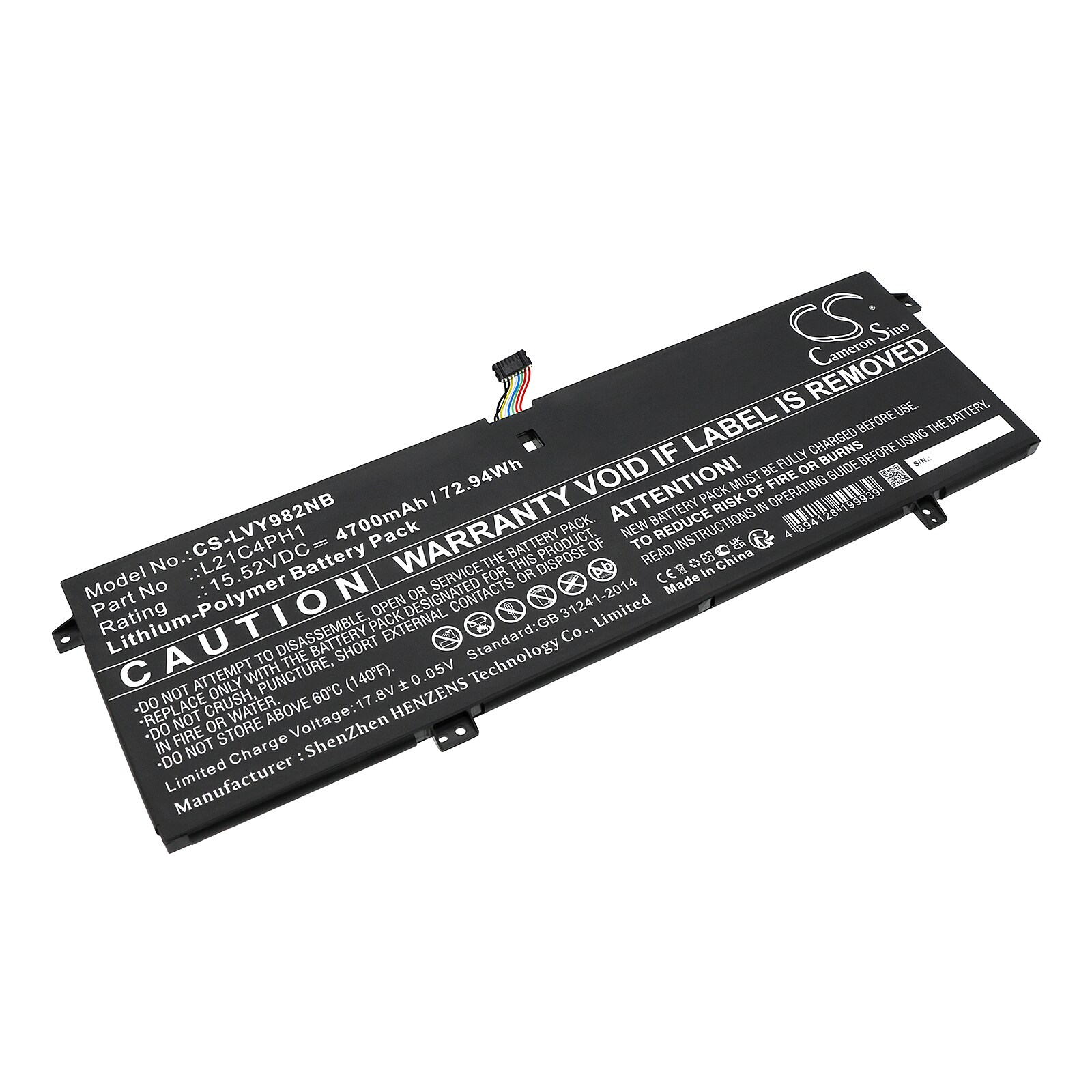 Batteri till Notebook, Bärbar dator för Lenovo Yoga Slim 9 14IAP7 82T0001ETA m.fl.