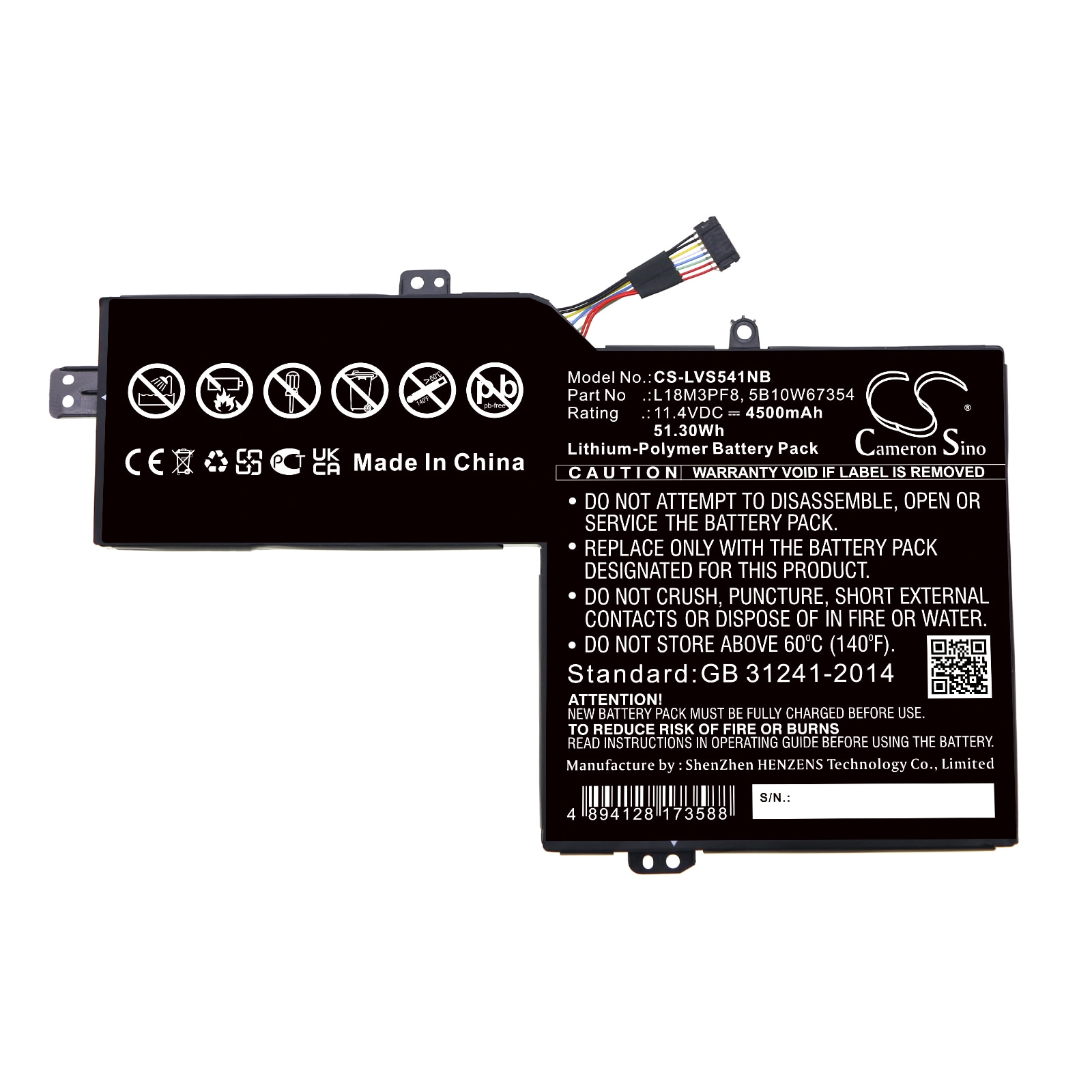 Batteri till Notebook, Bärbar dator för Lenovo Ideapad S540-15iml 81ng001kau m.fl.