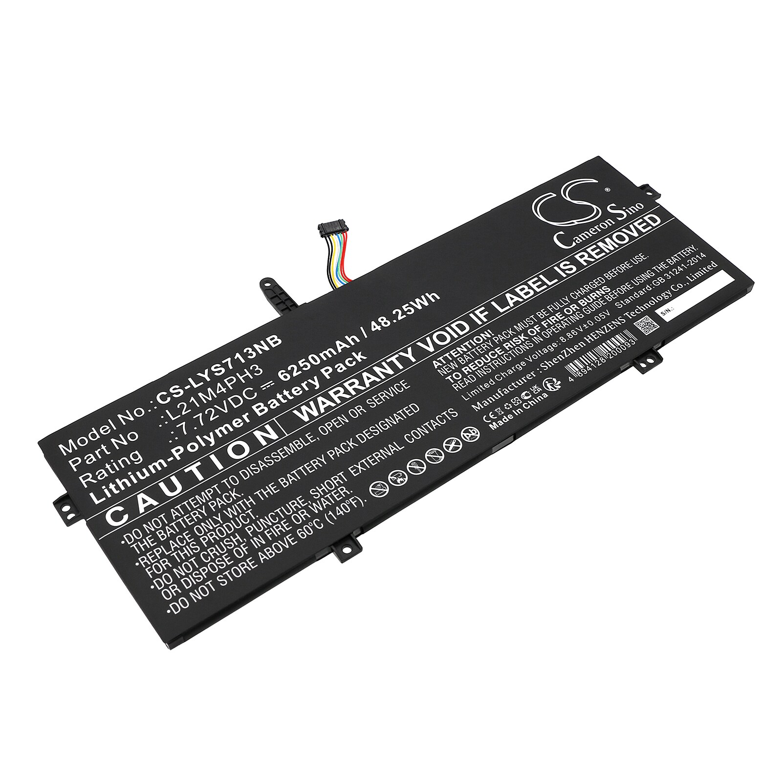 Batteri till Notebook, Bärbar dator för Lenovo Yoga Slim 7 Carbon 13IAP7 82U9003GPB m.fl.