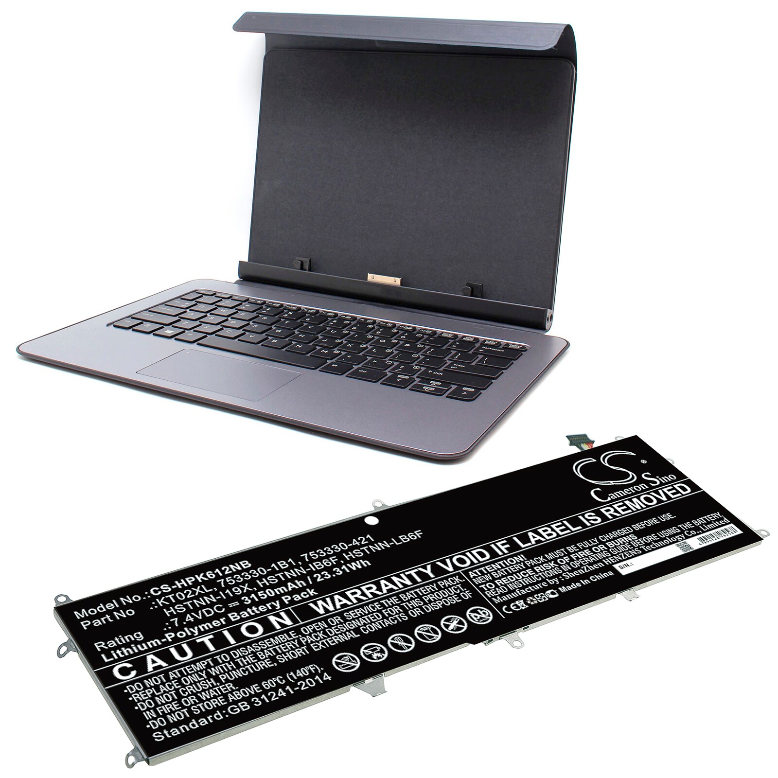 Batteri till Notebook, Bärbar dator för HP Pro X2 612 G1 Keyboard