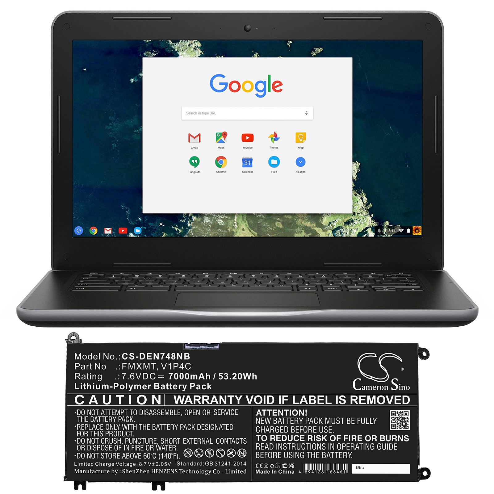Batteri till Notebook, Bärbar dator för DELL Chromebook 13 3380-6TXJ4 m.fl.