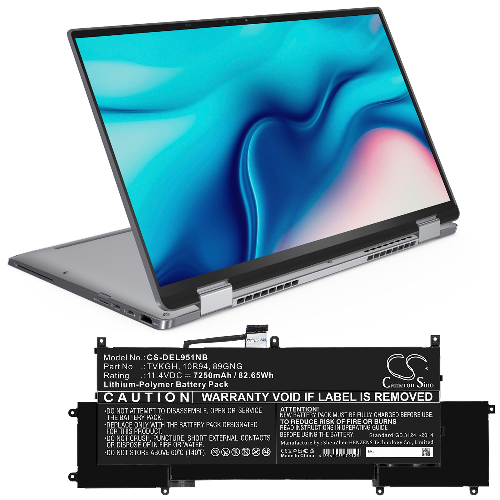 Batteri till Notebook, Bärbar dator för DELL Latitude 9510 2-in-1
