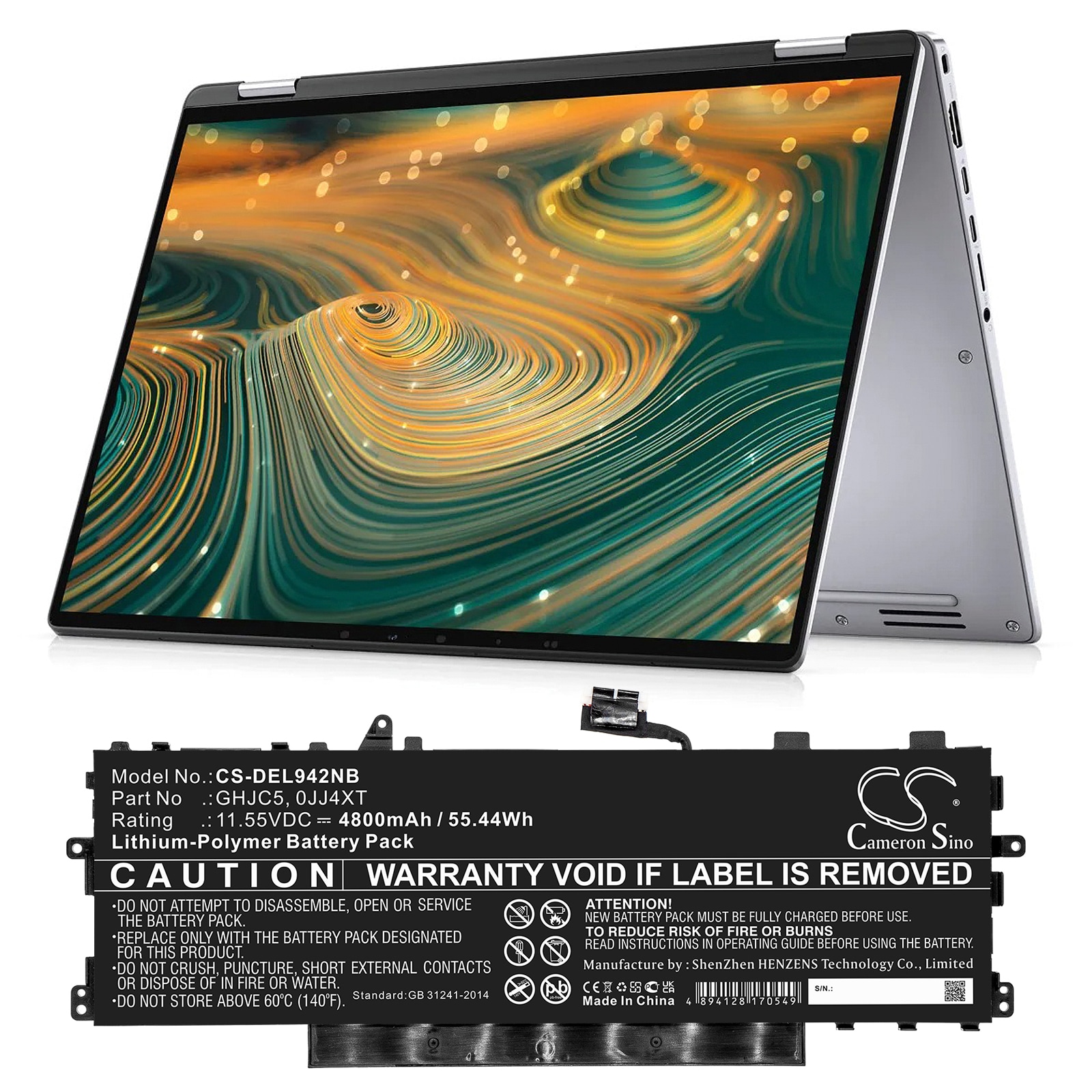 Batteri till Notebook, Bärbar dator för DELL Latitude 9420 2-in-1