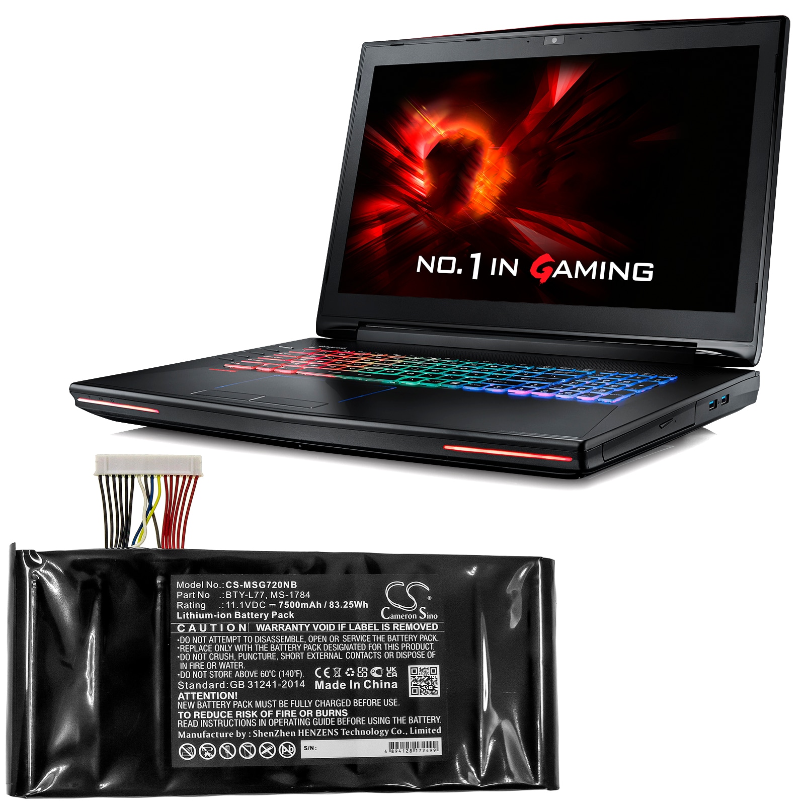 Batteri till Notebook, Bärbar dator för MSI GT72 6QDG16H21, GT72 2QW32SR311BW m.fl.