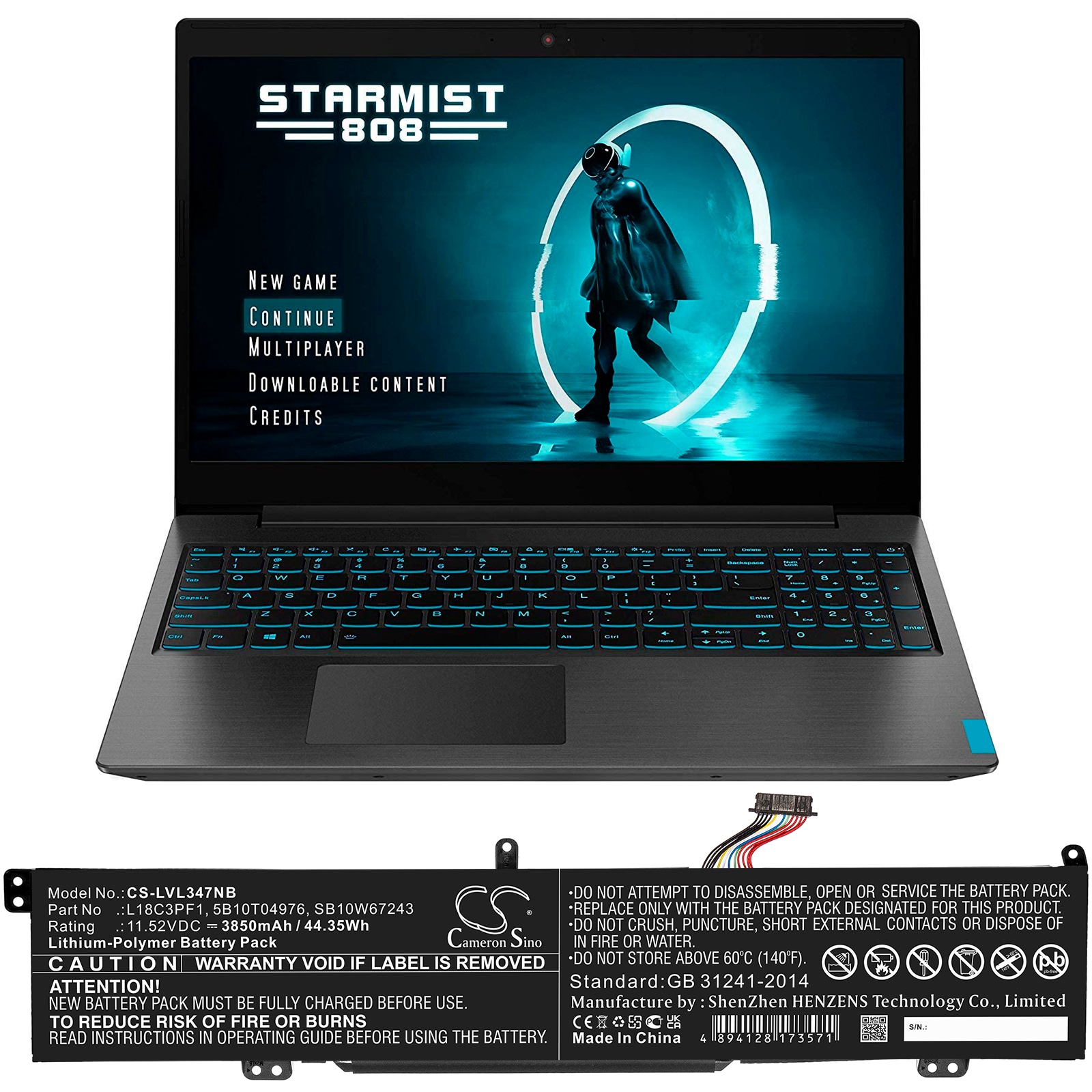 Batteri till Notebook, Bärbar dator för Lenovo Ideapad L340 17 Gaming m.fl.