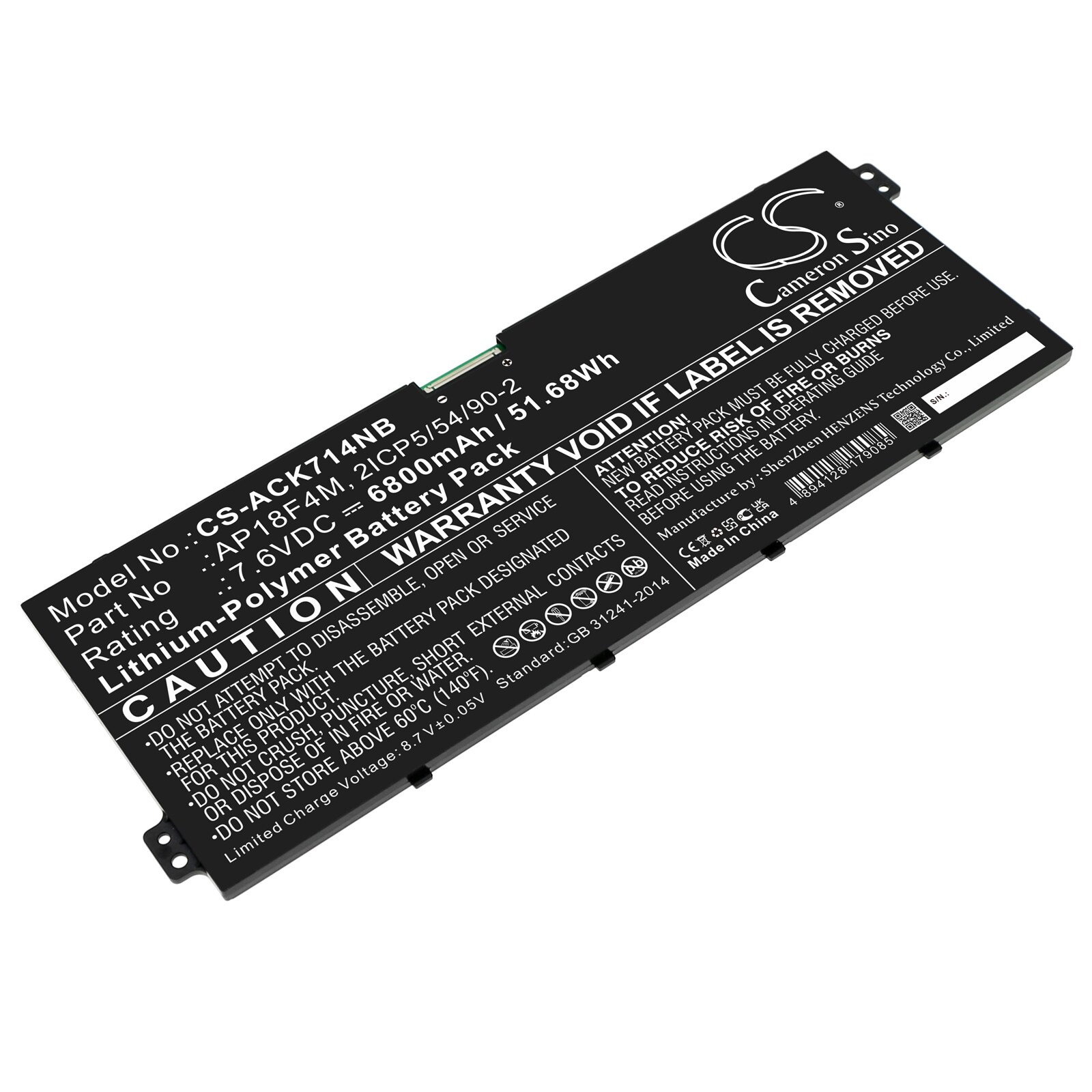 Batteri till Notebook, Bärbar dator för Acer Chromebook 714 CB714-1WT-53FX m.fl.
