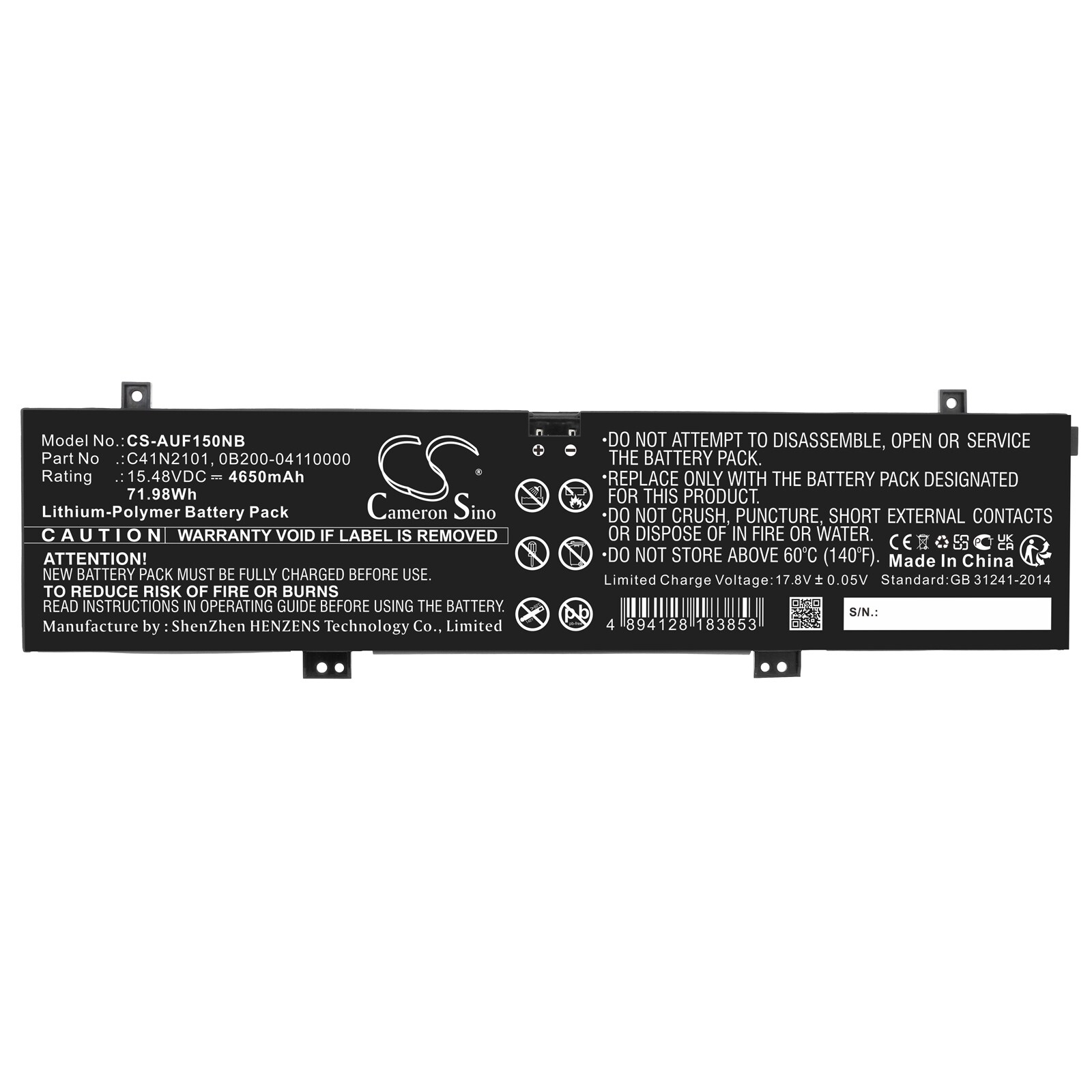 Batteri till Notebook, Bärbar dator för Asus TUF Dash F15 FX517ZE-HN046W m.fl.