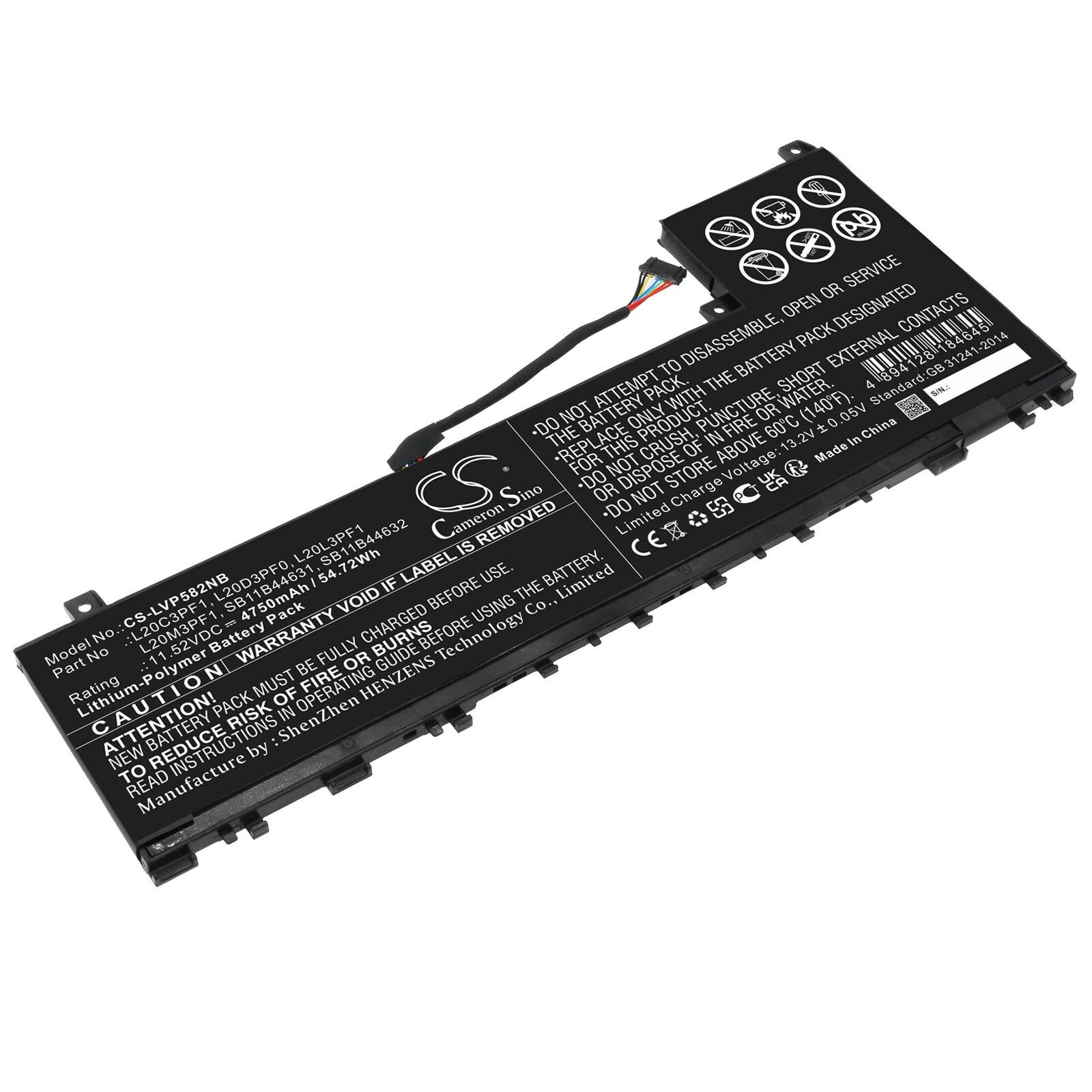 Batteri till Notebook, Bärbar dator för Lenovo IdeaPad 5 Pro 14ITL6-82L30004MX m.fl.
