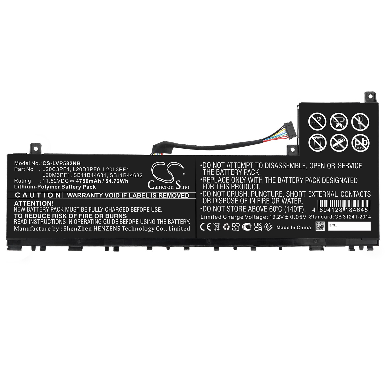 Batteri till Notebook, Bärbar dator för Lenovo IdeaPad 5 Pro 14ITL6-82L30004MX m.fl.