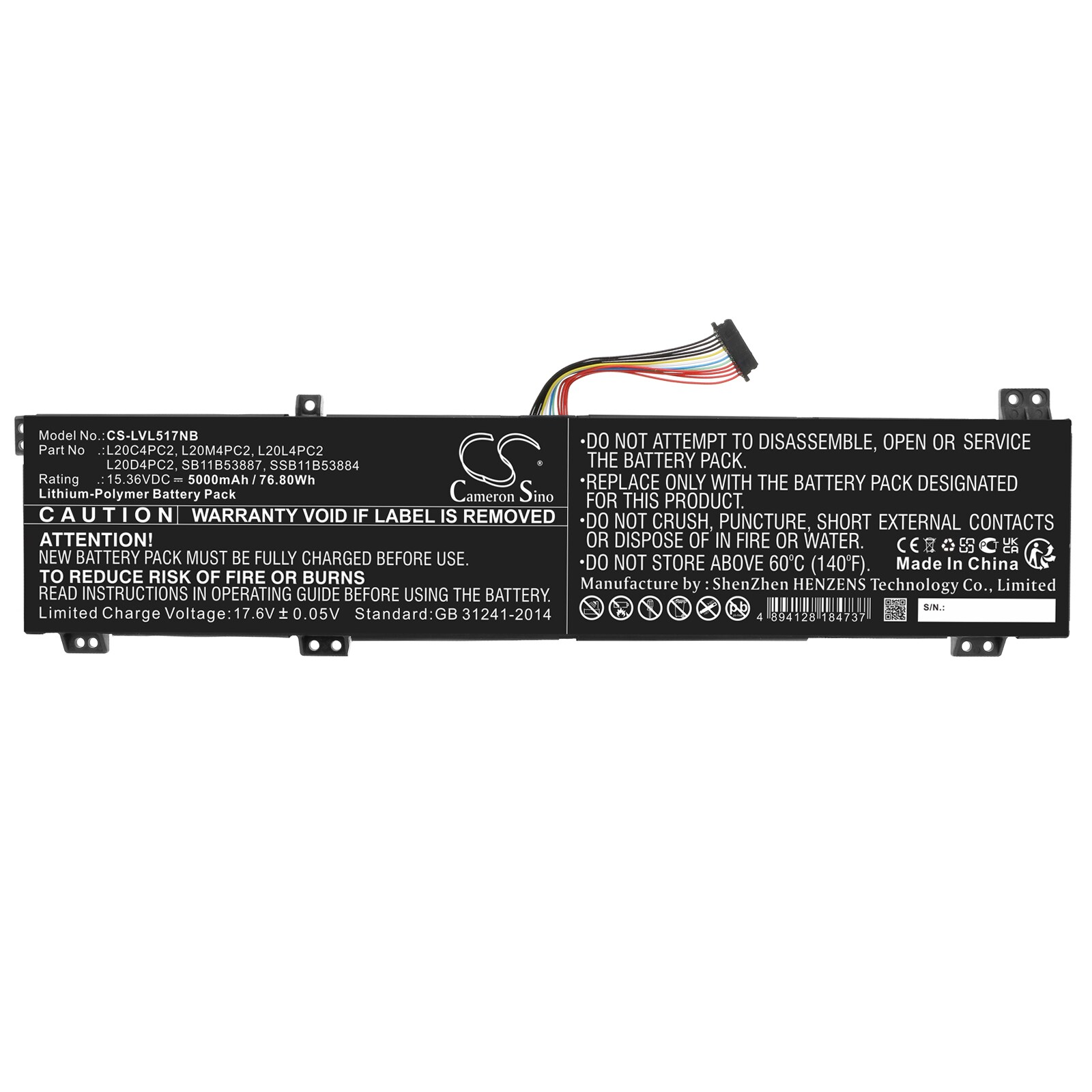 Batteri till Notebook, Bärbar dator för Lenovo Legion 5 17ACH6H-82JY00GMMX m.fl.