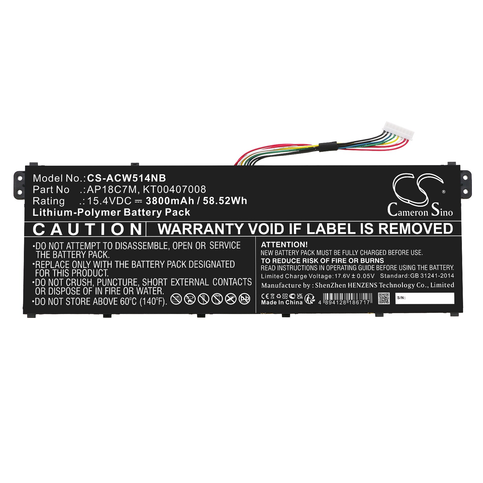 Batteri till Notebook, Bärbar dator för Acer Swift 5 SF514-54GT-595G m.fl.