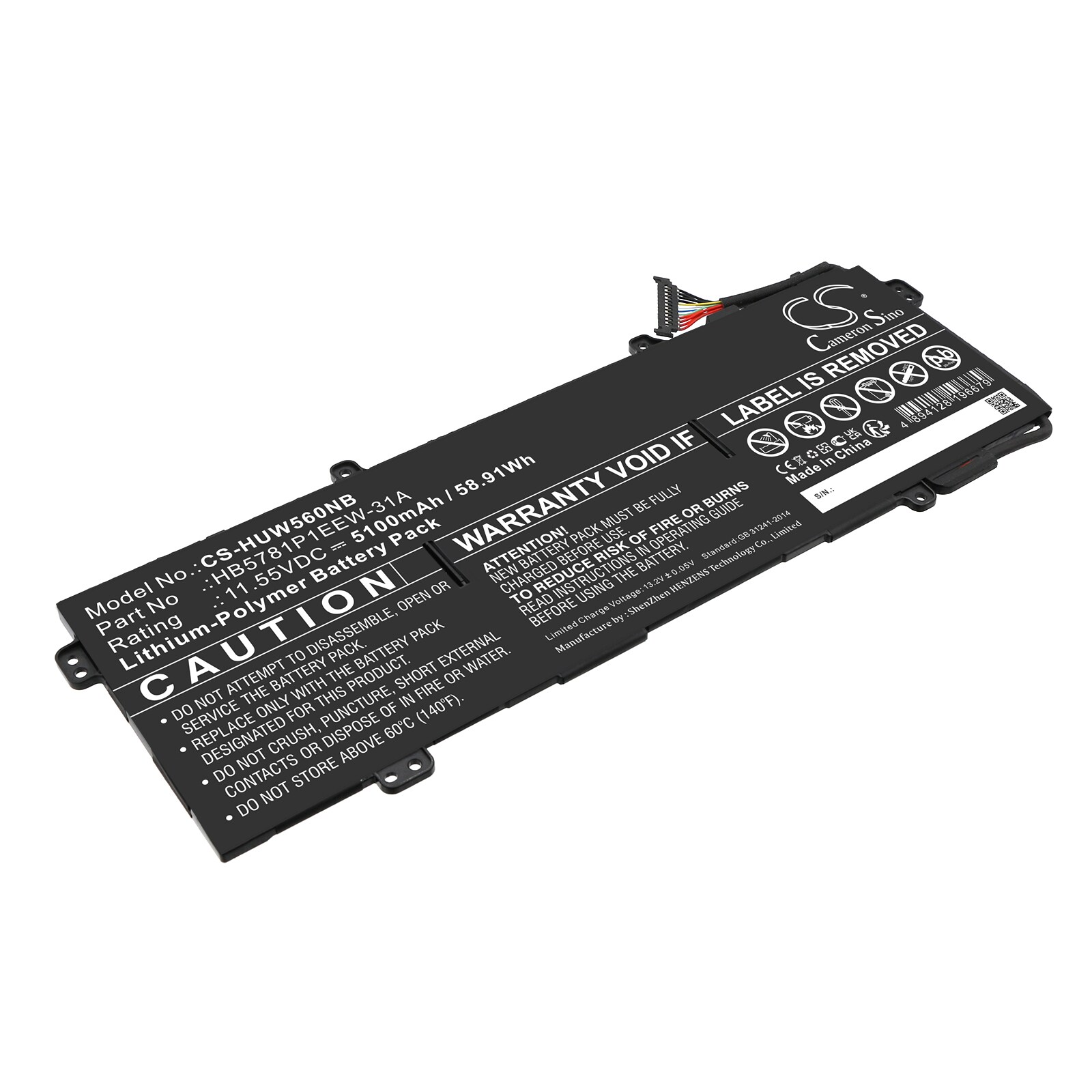 Batteri till Notebook, Bärbar dator för Huawei MateBook 13S I5 11300H m.fl.