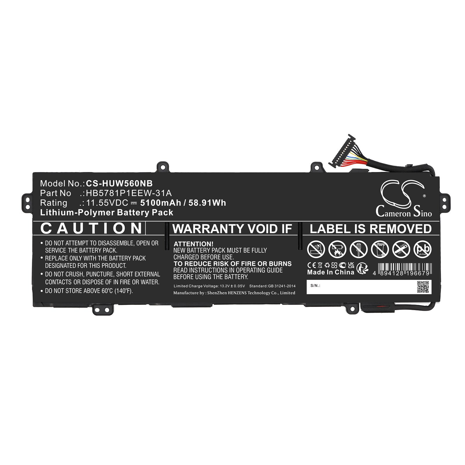 Batteri till Notebook, Bärbar dator för Huawei MateBook 13S I5 11300H m.fl.