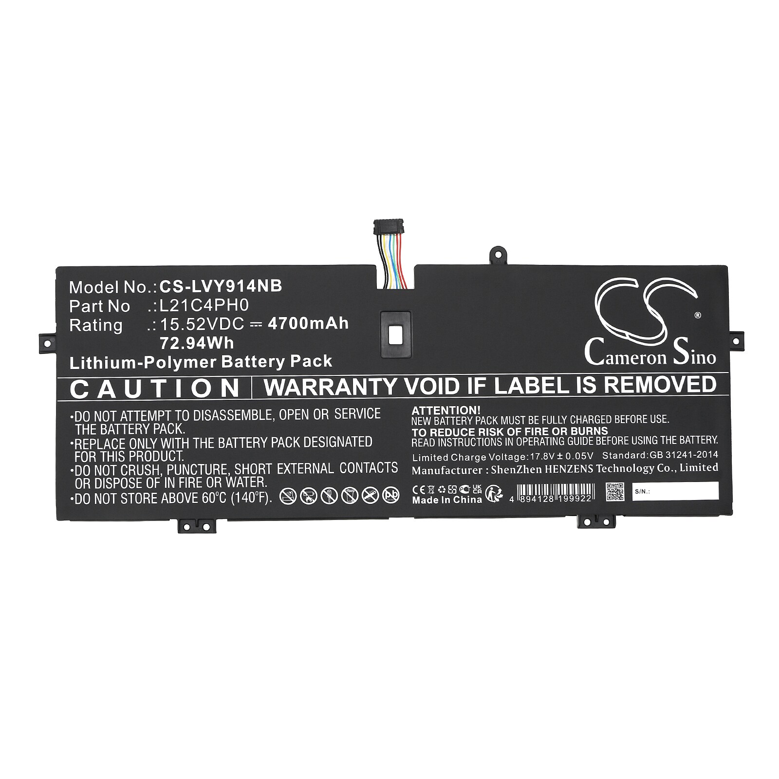 Batteri till Notebook, Bärbar dator för Lenovo Yoga 9 14ITL5-82BG008EPB m.fl.