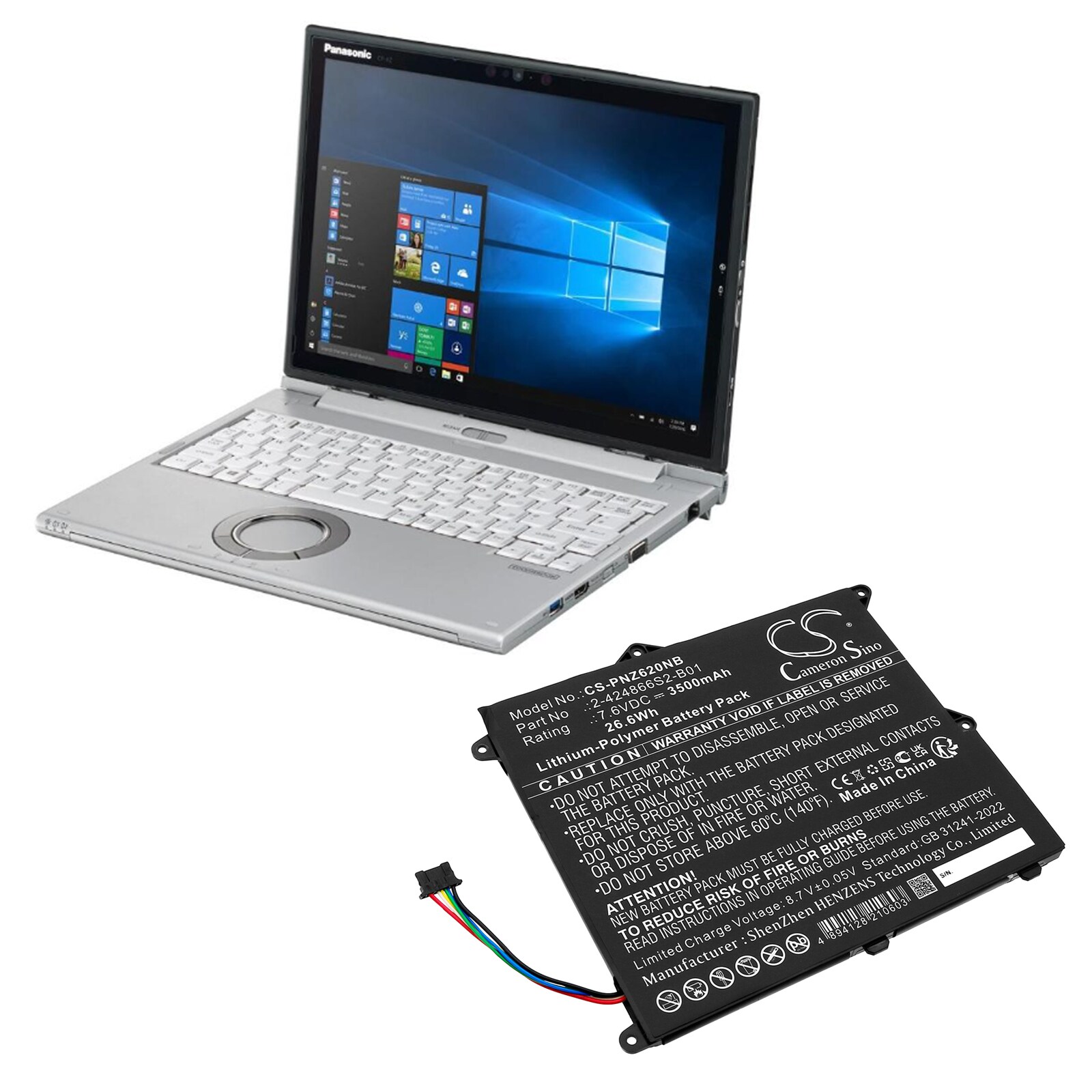Batteri till Notebook, Bärbar dator för Panasonic CF-XZ6, CF-XZ62, CF-XZ62DCQR m.fl.