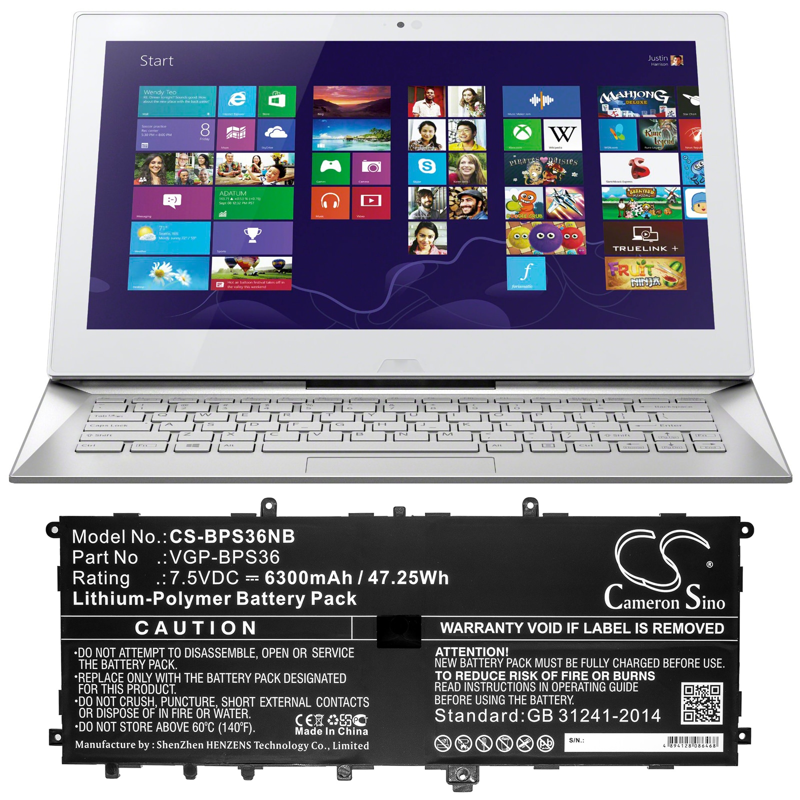 Batteri till Notebook, Bärbar dator för Sony VAIO Duo 13, SVD1322ZPWR, SVP1321ZPWR m.fl.