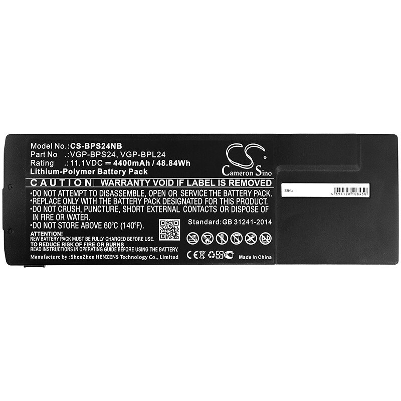 Batteri till Notebook, Bärbar dator för Sony VAIO VPC-SB11FX/B, VAIO VPC-SB11FX/W m.fl.