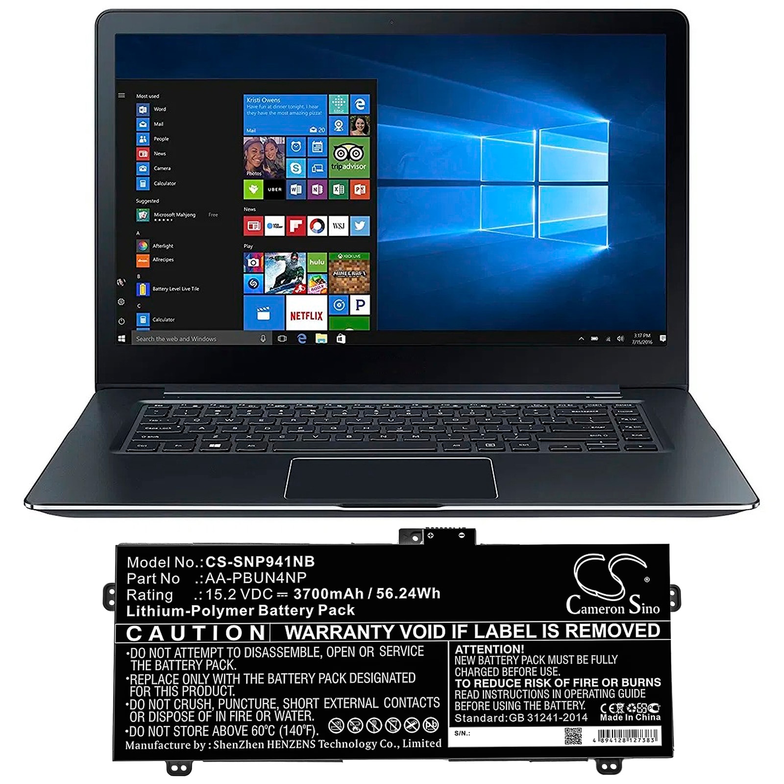 Batteri till Notebook, Bärbar dator för Samsung ATIV Book 9 Pro, NP940Z5L, NP940Z5J m.fl.