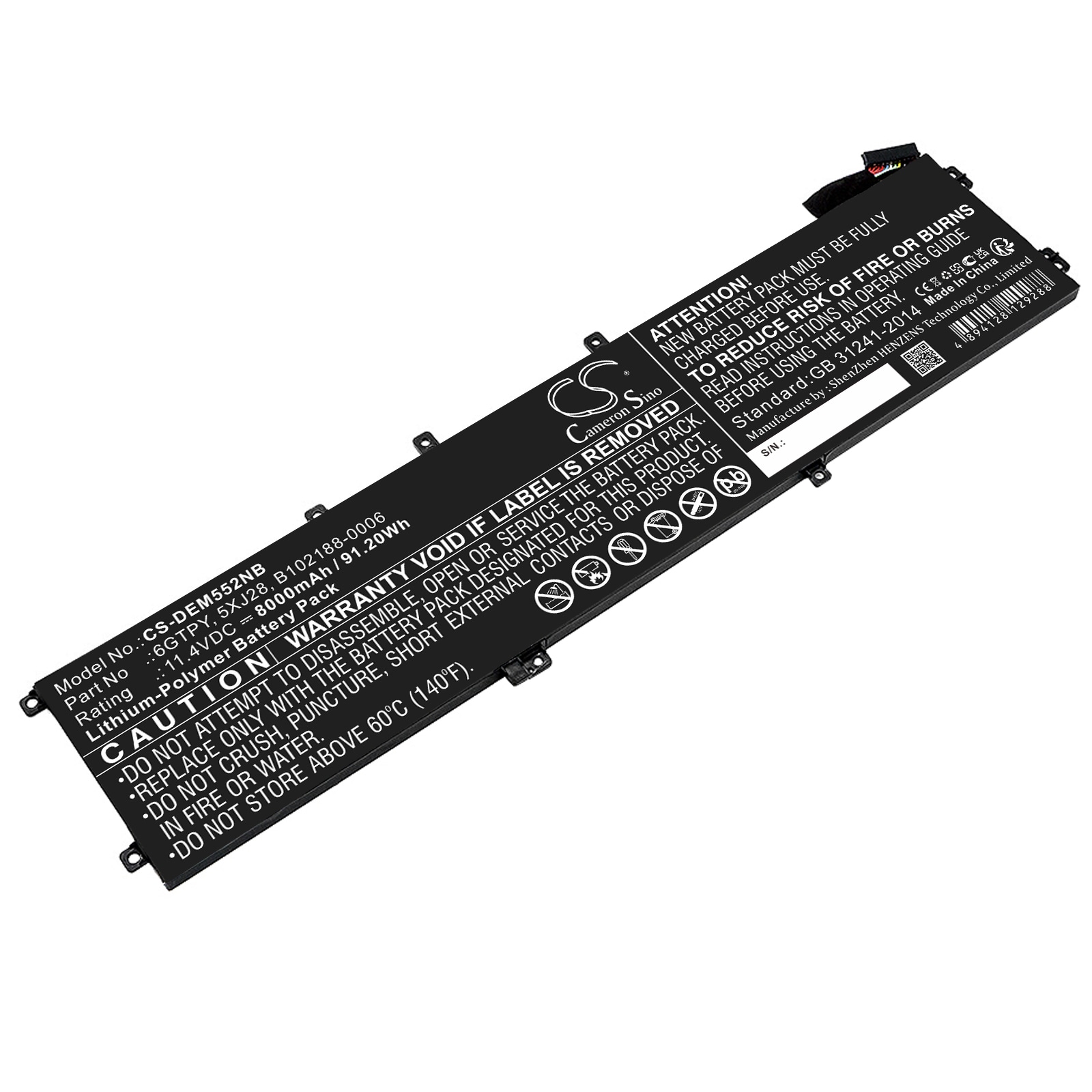 Batteri till Notebook, Bärbar dator för DELL XPS 15 9560, XPS 15 9560 i7-7700HQ m.fl.