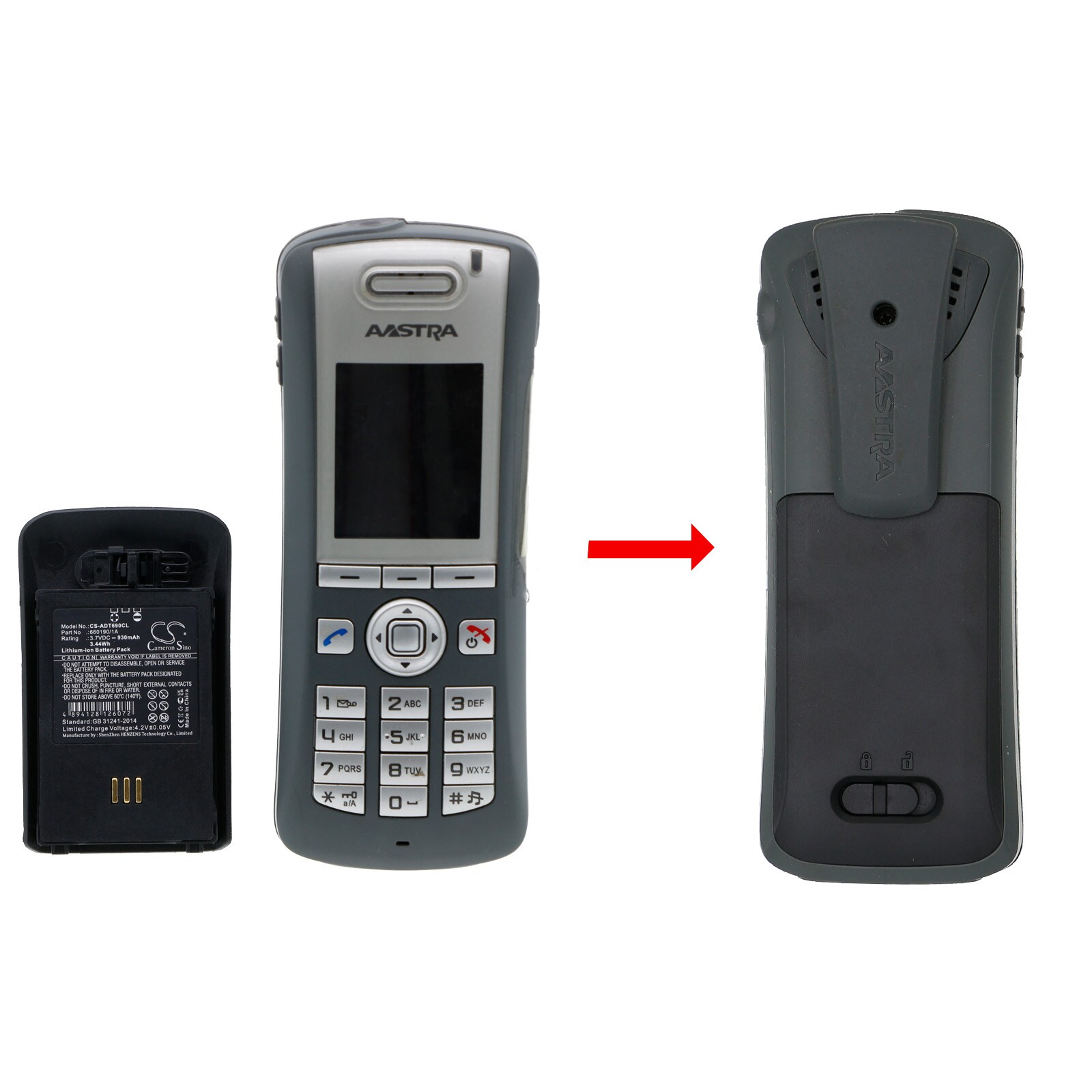 Batteri till Sladdlös telefon för Aastra DT690, DT692, DH4-BAAA/2B