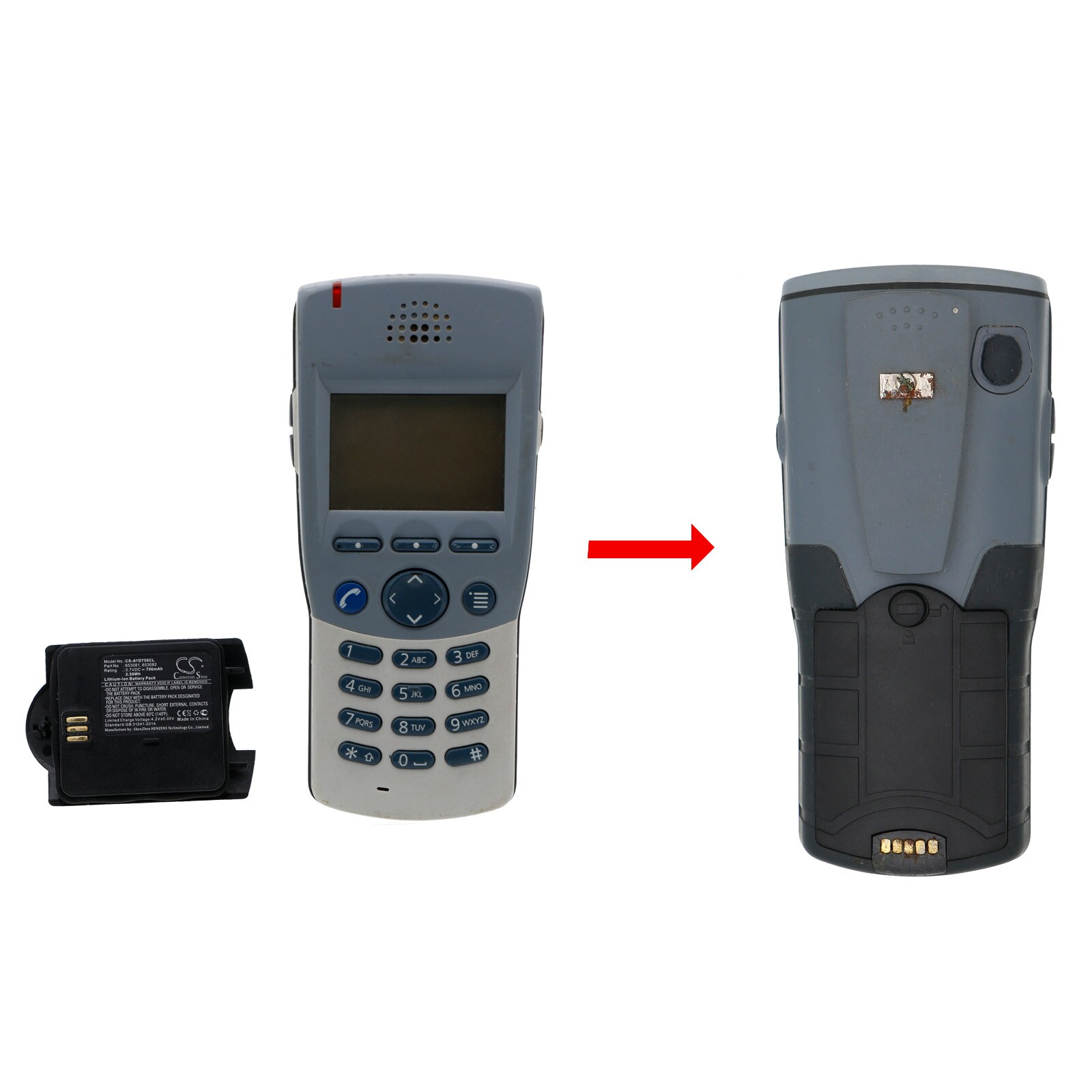 Batteri till Sladdlös telefon för Ascom i75, 9D24-FAADA, 9D24-FBADA m.fl.