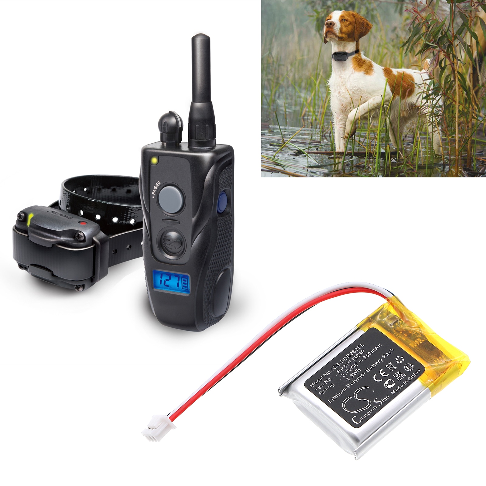 Batteri till Hundhalsband för Dogtra 280C Receiver, 282C Receiver, Trainers ARC