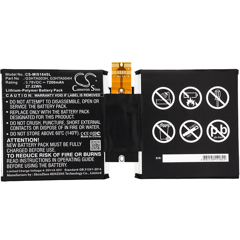 Batteri till Tablett för Microsoft Surface 3 10.8", Surface 3 1645, MSK-1645